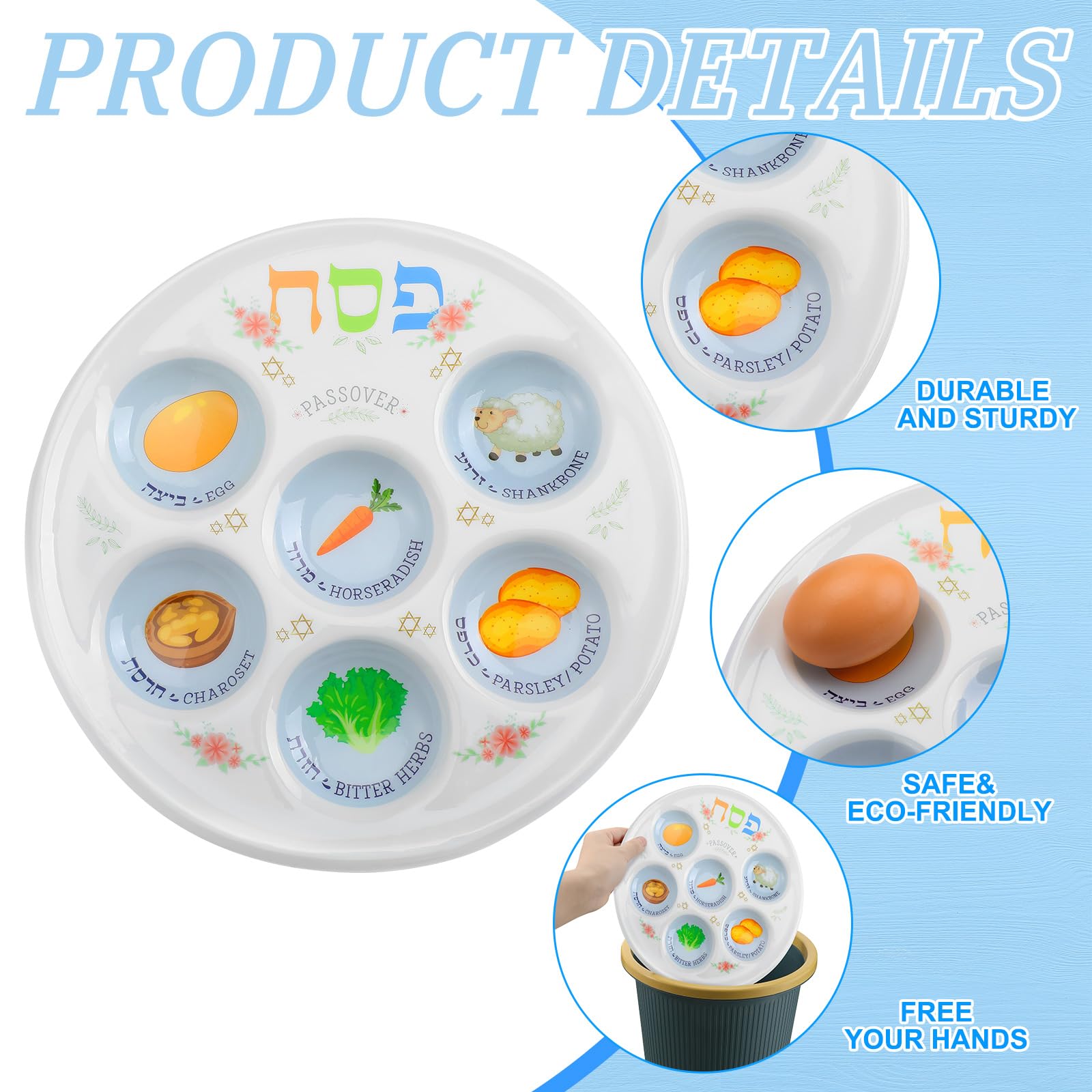 24-Piece Plastic Passover Seder Plate Set - 10