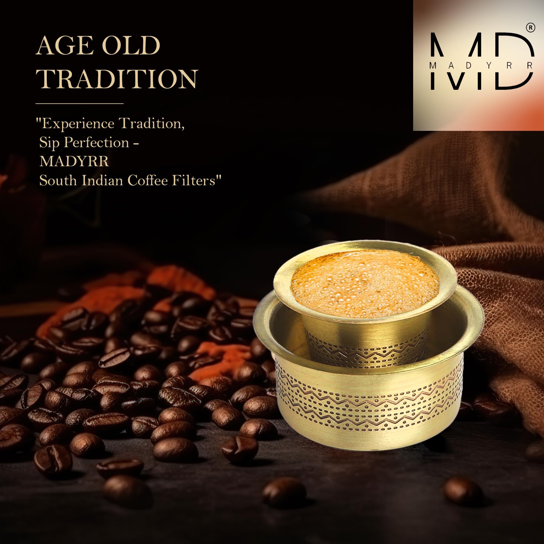 South Indian Brass Coffee Set - Dabra Cup & Tumbler for Filter Coffee | Home & Cafe Use