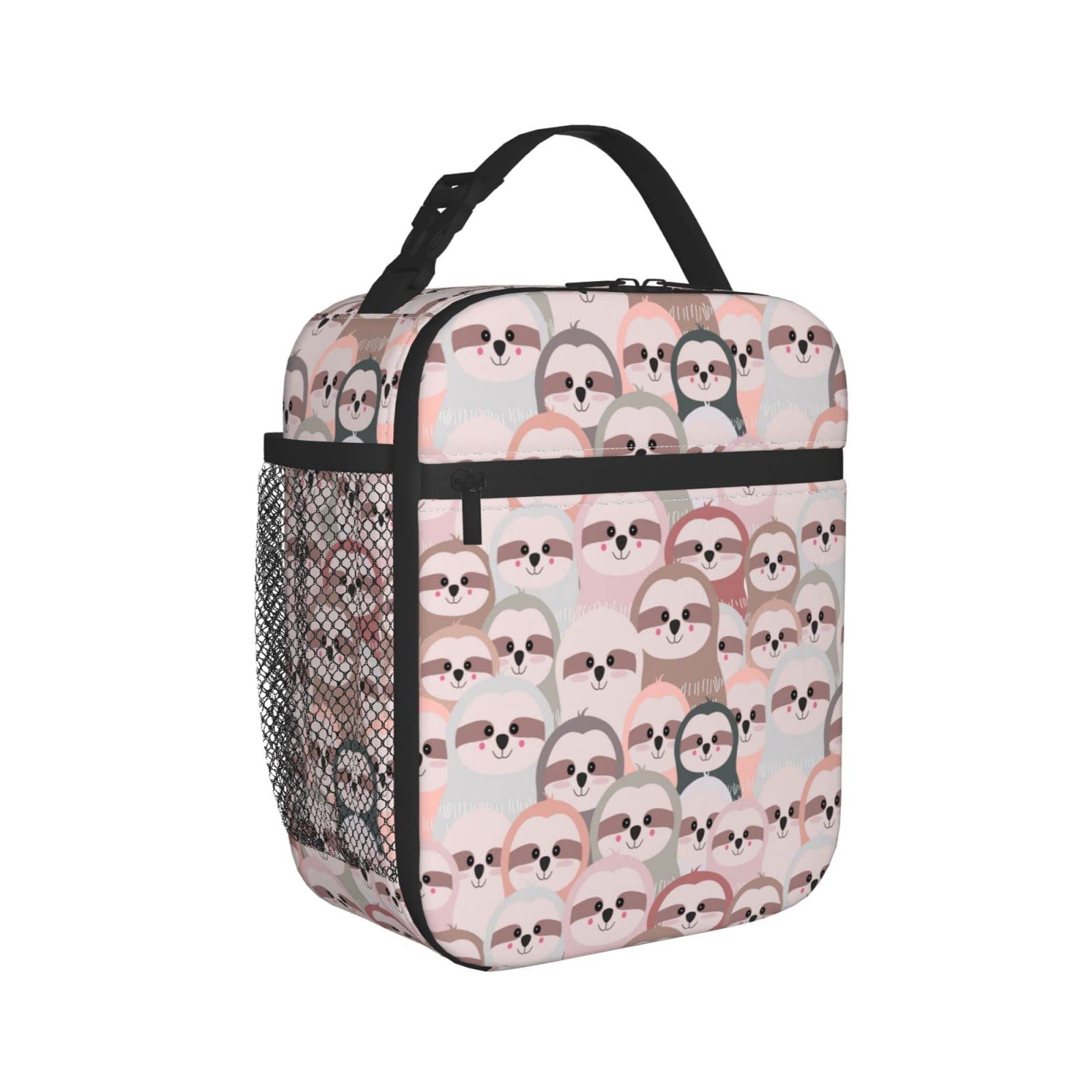 Insulated Sloth Lunch Bag - Cute Cartoon Pink Smile Lunch Box for School, Work, Picnic & Travel | Leakproof Food Container for Kids & Adults