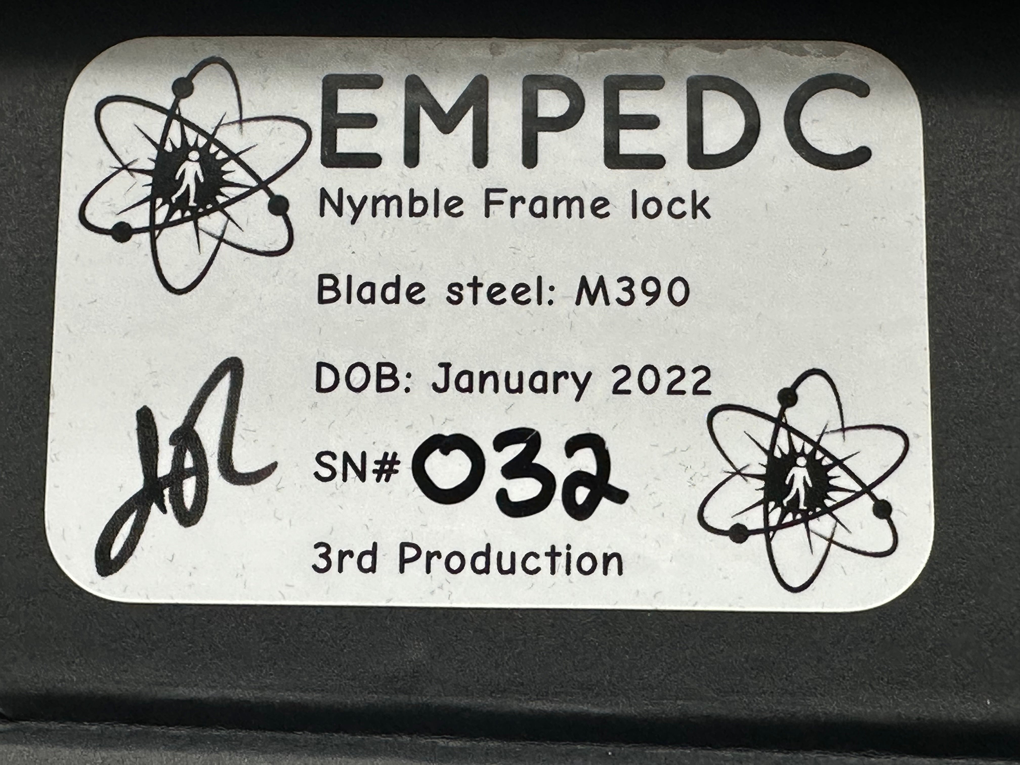 Empedc Nymble M390 Folding Pocket Knife - Stonewash Finish - Premium EDC Knife for Camping, Hiking, and Everyday Carry