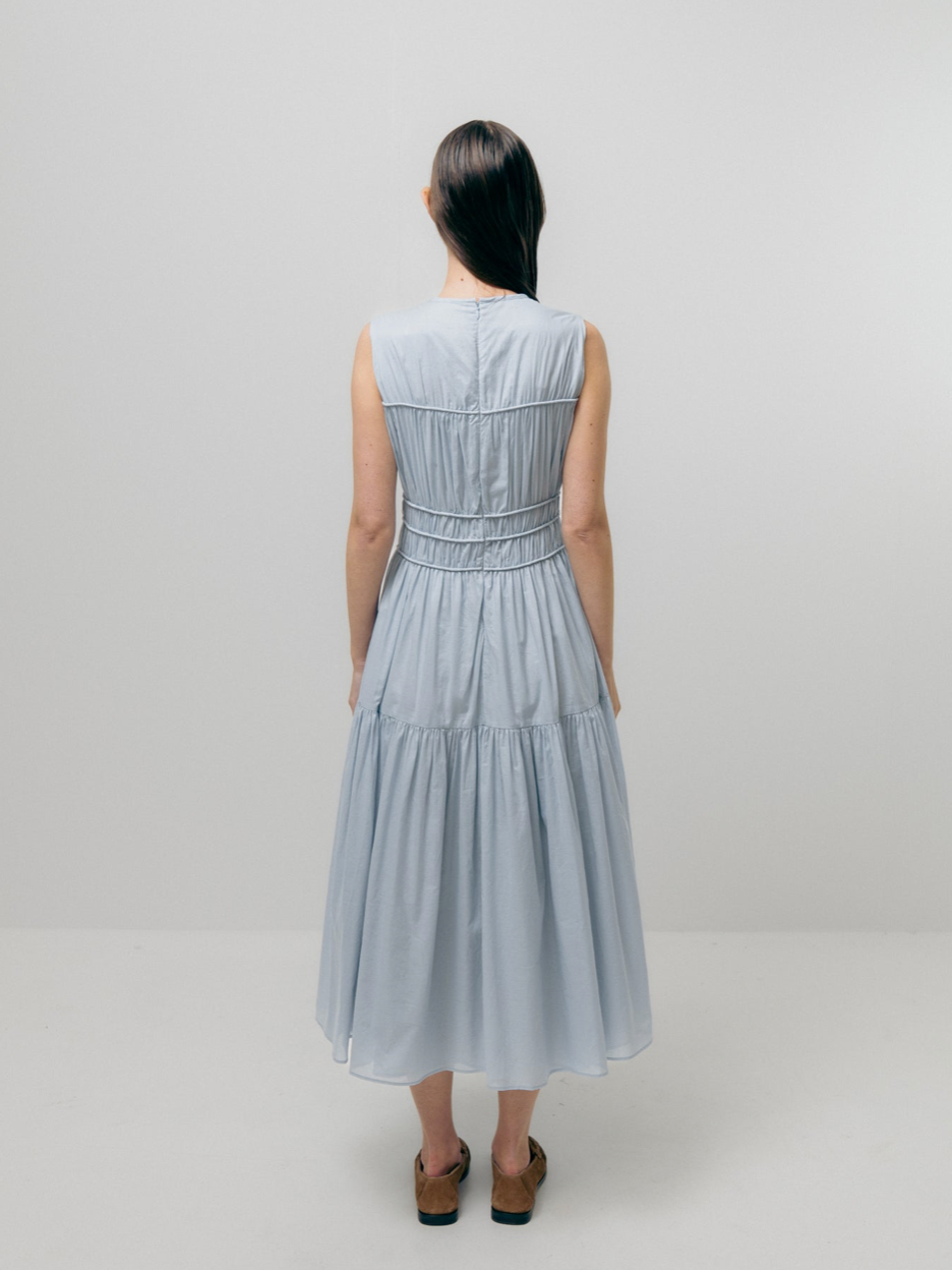 Emin & Paul Women's Body Fit Volume Dress in Sky Blue - Perfect for Casual Outings, Parties, and Special Occasions