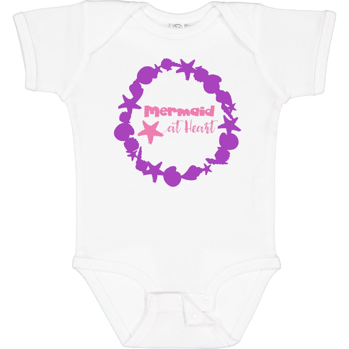 Inktastic Mermaid at Heart Baby Bodysuit - Cute Starfish & Seashells Design - Perfect for Beach Trips, Pool Parties & Summer Outfits
