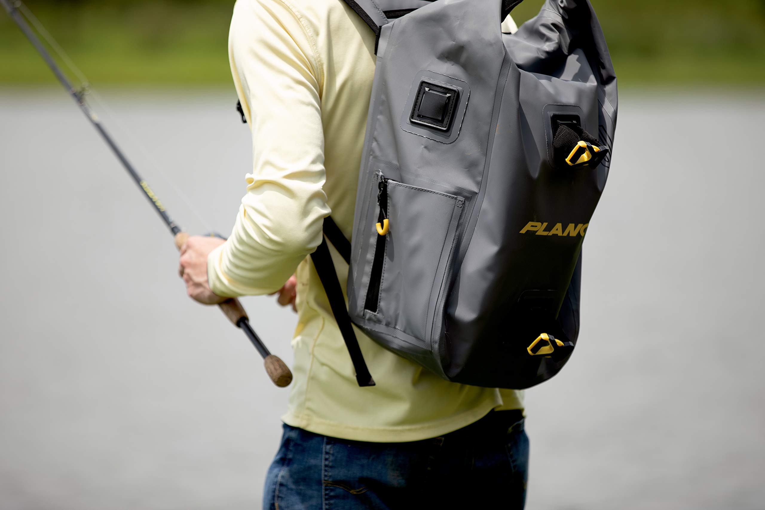 Plano Z-Series Waterproof Fishing Tackle Backpack with 2 Clear 3700 StowAway Boxes - Gray Roll-Top Fishing Gear Backpack for Bass, Trout & Saltwater Fishing | Ideal for Shore Fishing, Kayak & Boat Trips