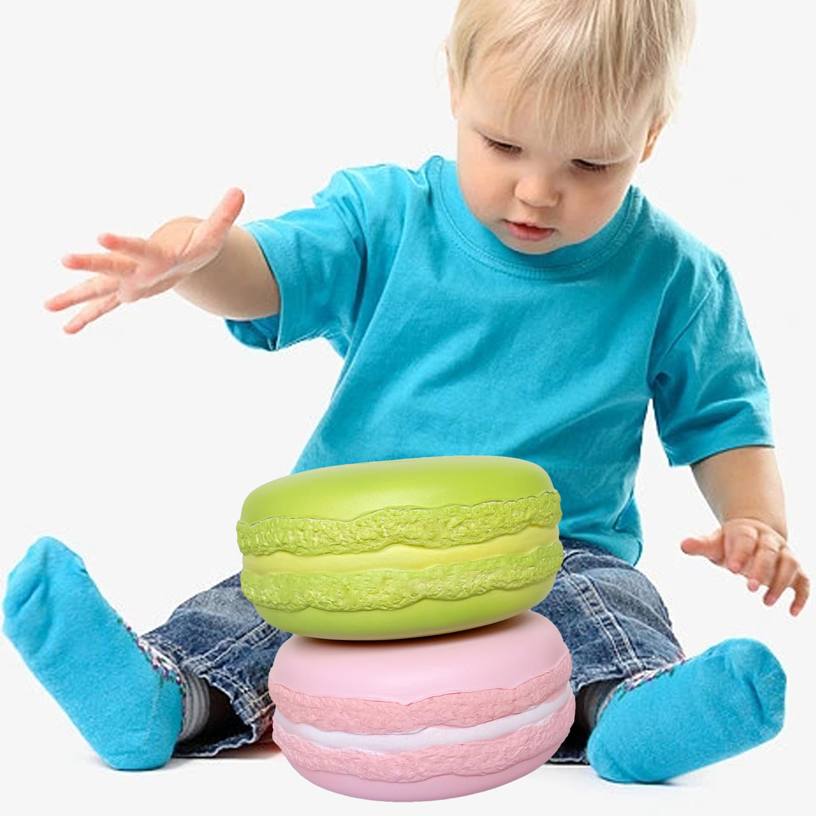 Giant Macaron Slow Rising Squishy Toy - Jumbo Kawaii Stress Relief Squishies for Kids, Birthday Gift for Girls & Boys (Pink) - Perfect for Party Favors, Classroom Rewards & Sensory Play