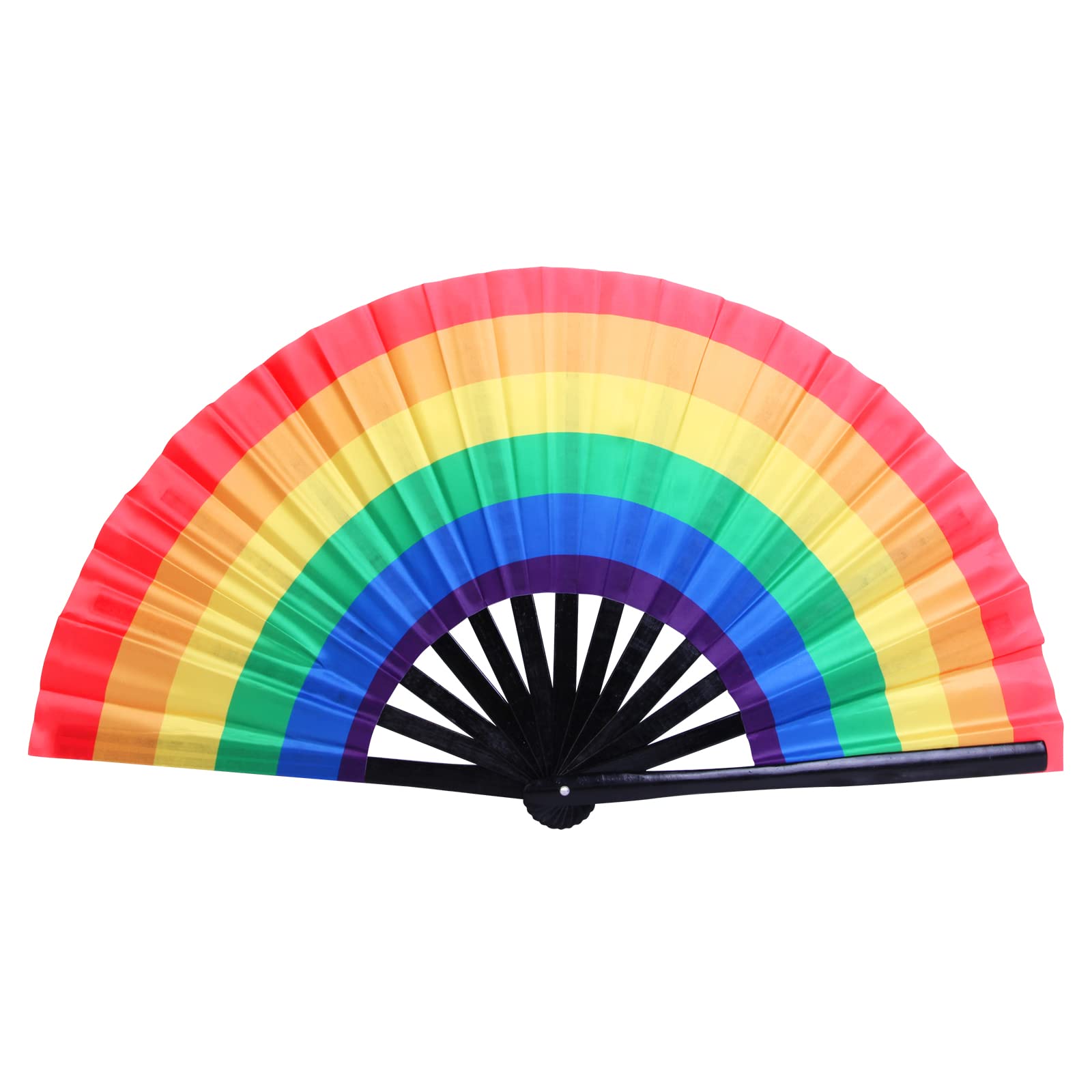 Gionforsy Large Bamboo Hand Fan - Bright Color Folding Fan for Raves, Festivals & Outdoor Events - Portable Cooling Fan for Summer, Concerts & Beach Trips
