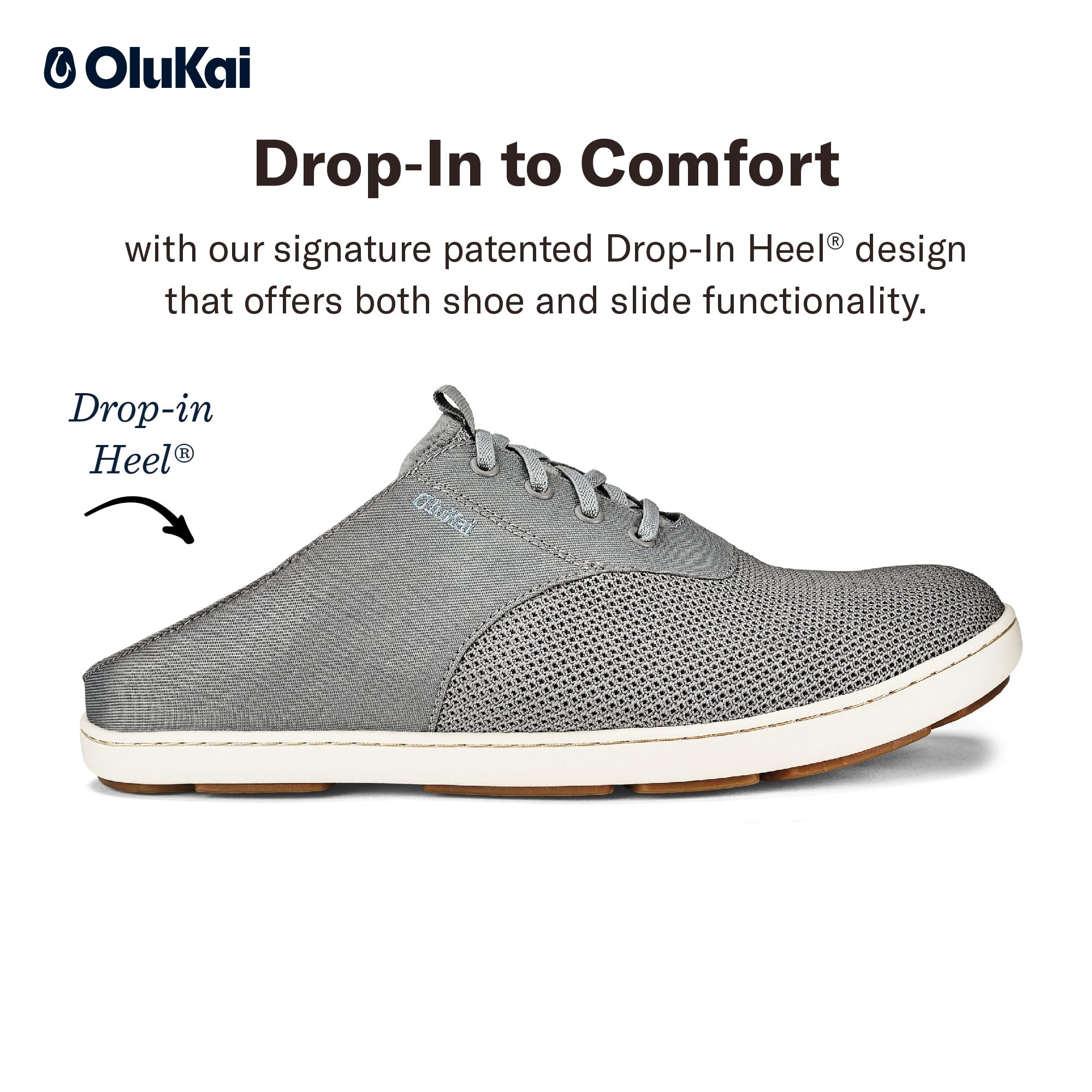 OLUKAI Nohea Moku Men's Sneakers - Comfortable All-Day Walking Shoes with No-Tie Laces, Breathable Mesh Upper & Durable All-Weather Rubber Soles - Perfect for Work, Travel & Casual Wear