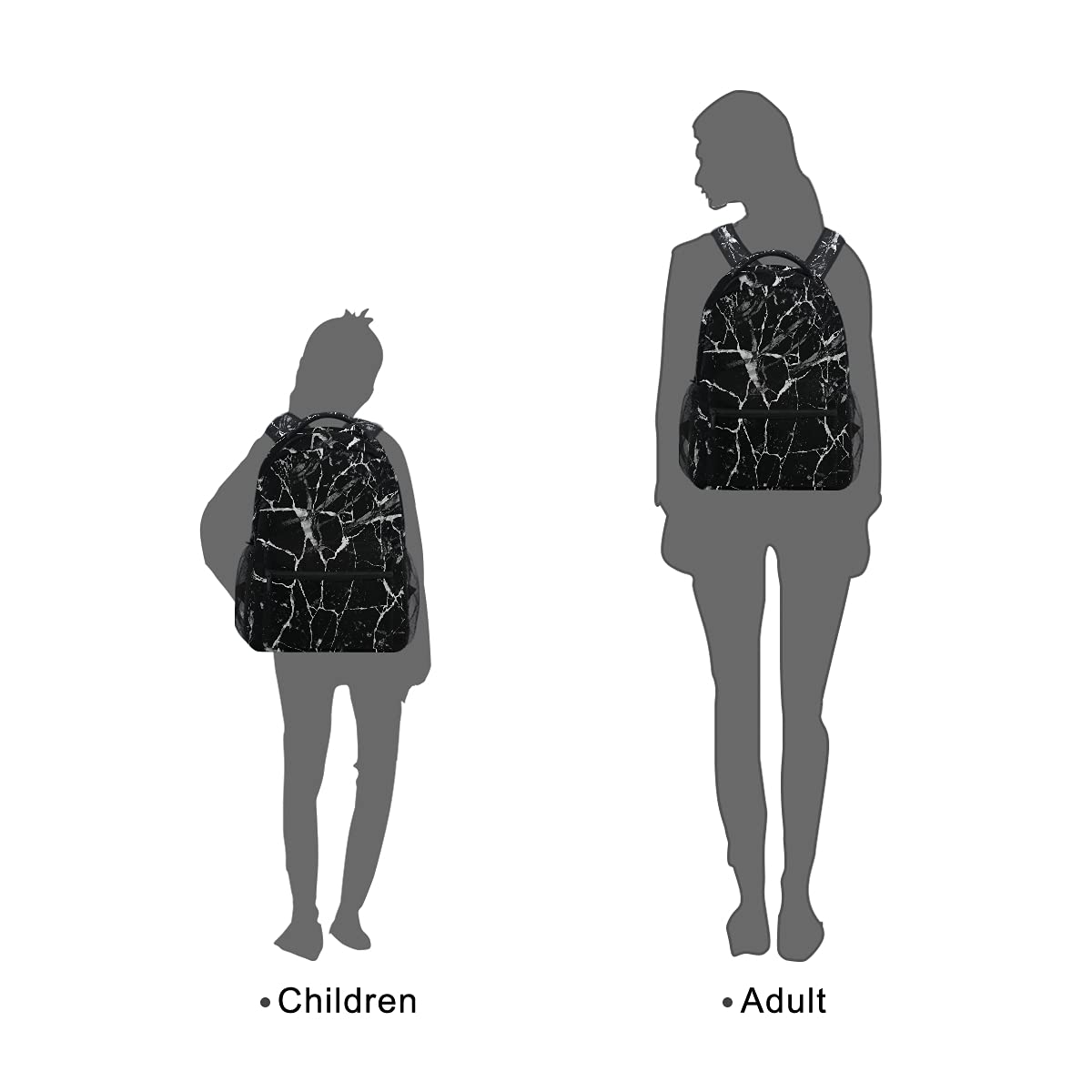 ALAZA Abstract Black Marble Print Backpack for Girls & Boys - Durable School Bookbag for Elementary Teens, Laptop Daypack for Travel & College - Stylish Shoulder Bag for Kids & Students