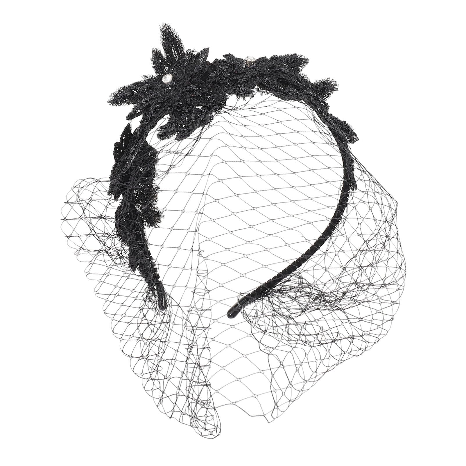Vintage 1920s Black Veil Fascinator Headband - Birdcage Veil Hat for Women, Flapper Style Tea Party & Derby Wedding Accessory with Flower Mesh Decoration - Perfect for Gatsby Themed Parties, Bridal Showers & Vintage Weddings