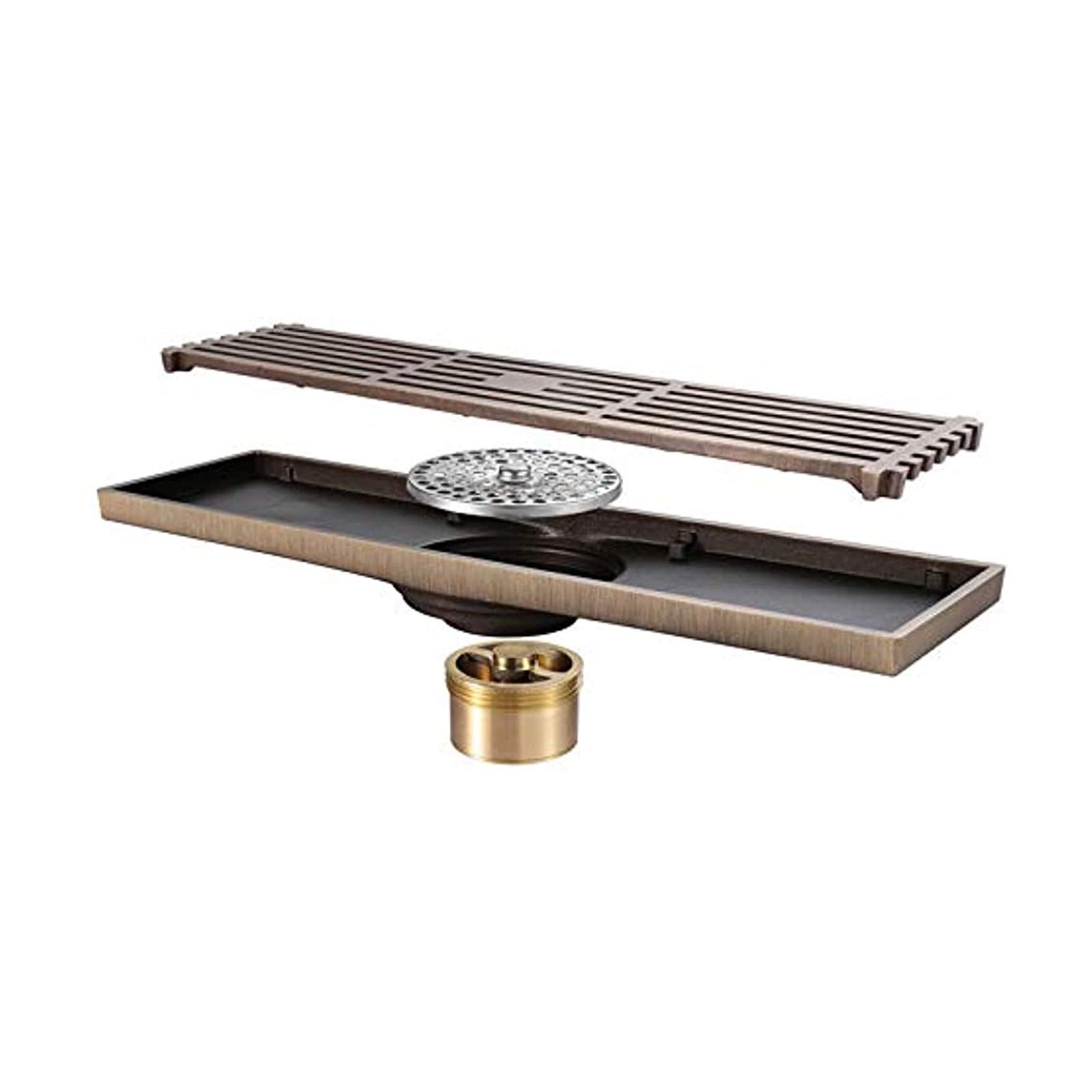 Premium Bronze Linear Shower Drain - 11.8 x 3.2 Inch Rectangle Brass Floor Drain with Removable Cover - Heavy Duty Bathroom Shower Waste Drain - Ideal for Modern Bathrooms, Wet Rooms & Luxury Showers
