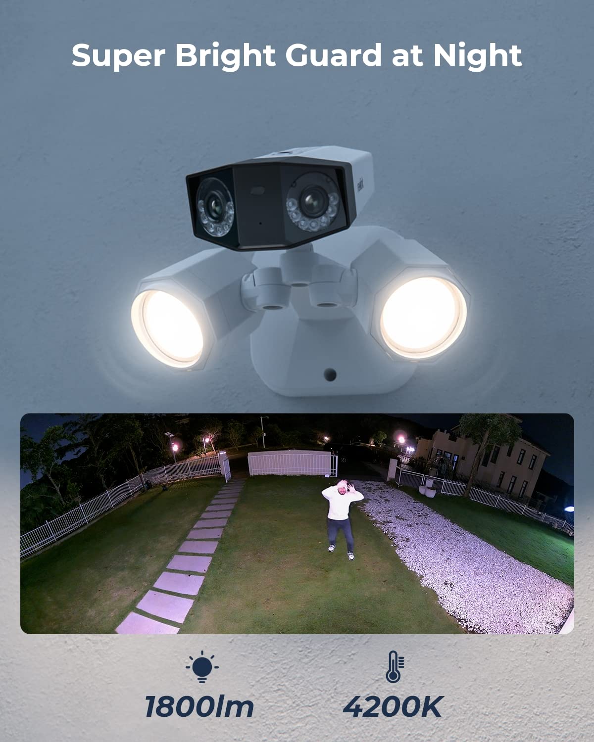 REOLINK 4K PoE Security Floodlight Camera - 180° Ultra-Wide Angle Outdoor IP Camera with Human/Vehicle/Pet Detection, 1800 Lumen LED Floodlights & Two-Way Audio (Renewed) - Perfect for Home Security, Garage Monitoring & Backyard Surveillance