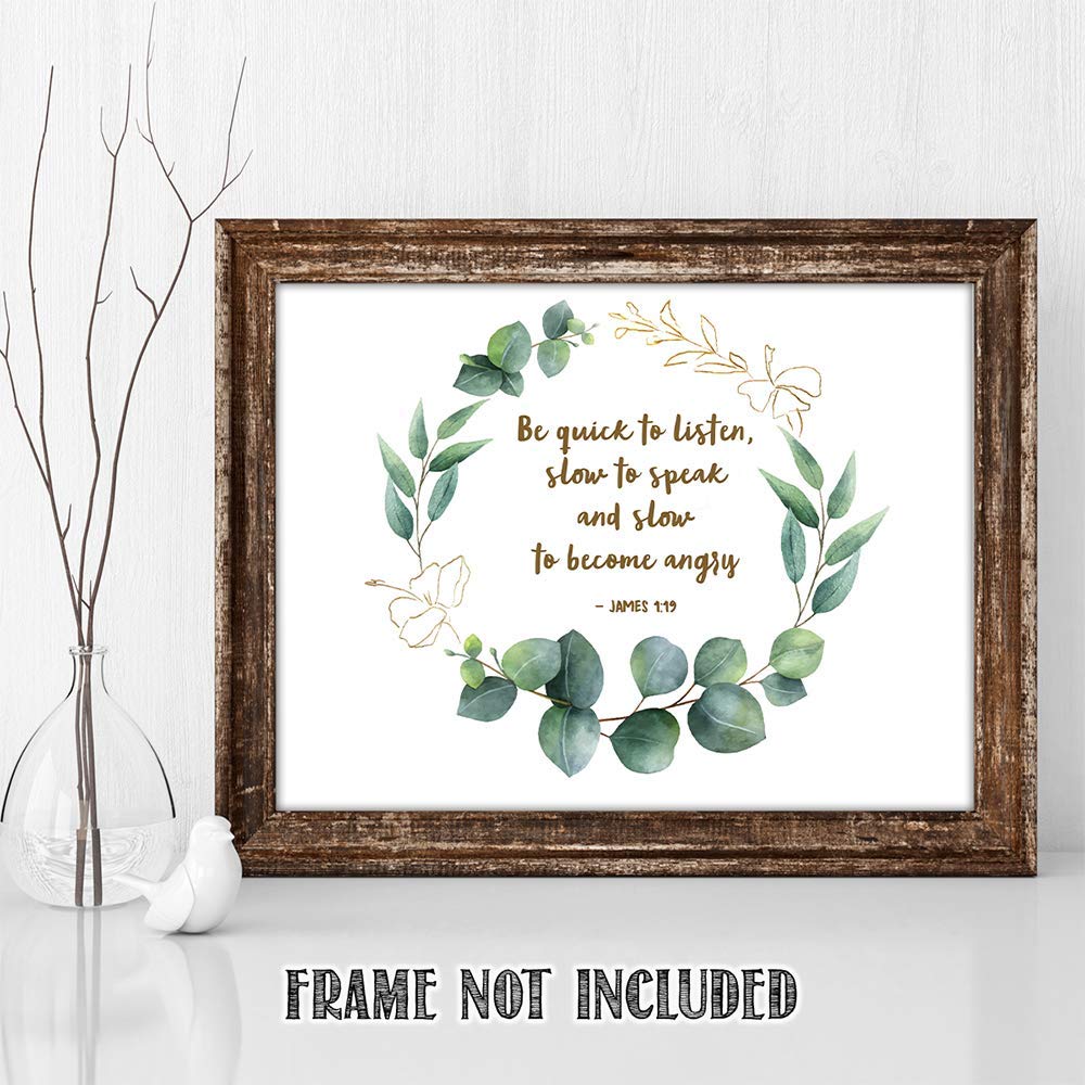 Book of James Bible Verse Wall Art - 11x14 Unframed Inspirational Quotes & Motivational Decor for Men - Perfect for Living Room, Office & Coach Gifts - Christian Home Decor & Positive Scripture Artwork