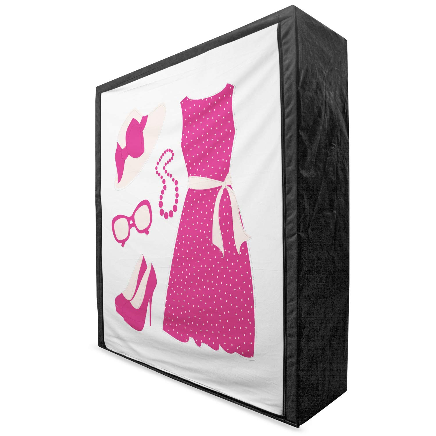 Ambesonne Portable Fabric Wardrobe Closet with Shelves - 59
