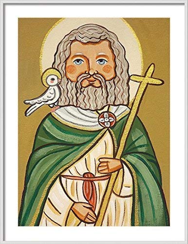 St David Print - Catholic Saint Painting, Religious Wall Art & Christening Gift for St David's Day | Home Decor, Church Display, Spiritual Inspiration