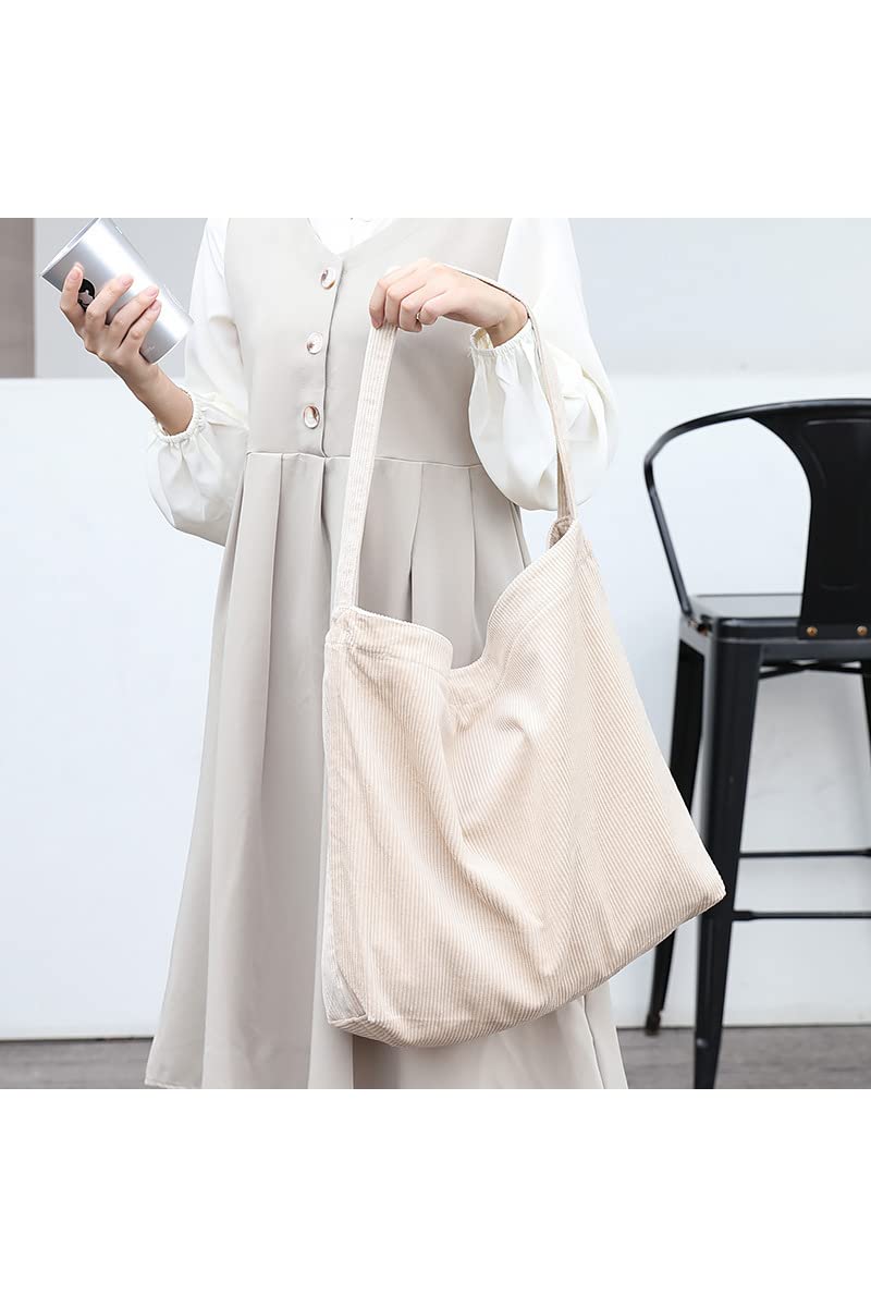 Stylish Women's Corduroy Tote Bag - Large Capacity Shoulder Bag for School, Work, Shopping & Travel | Casual Hobo Handbag for Everyday Use