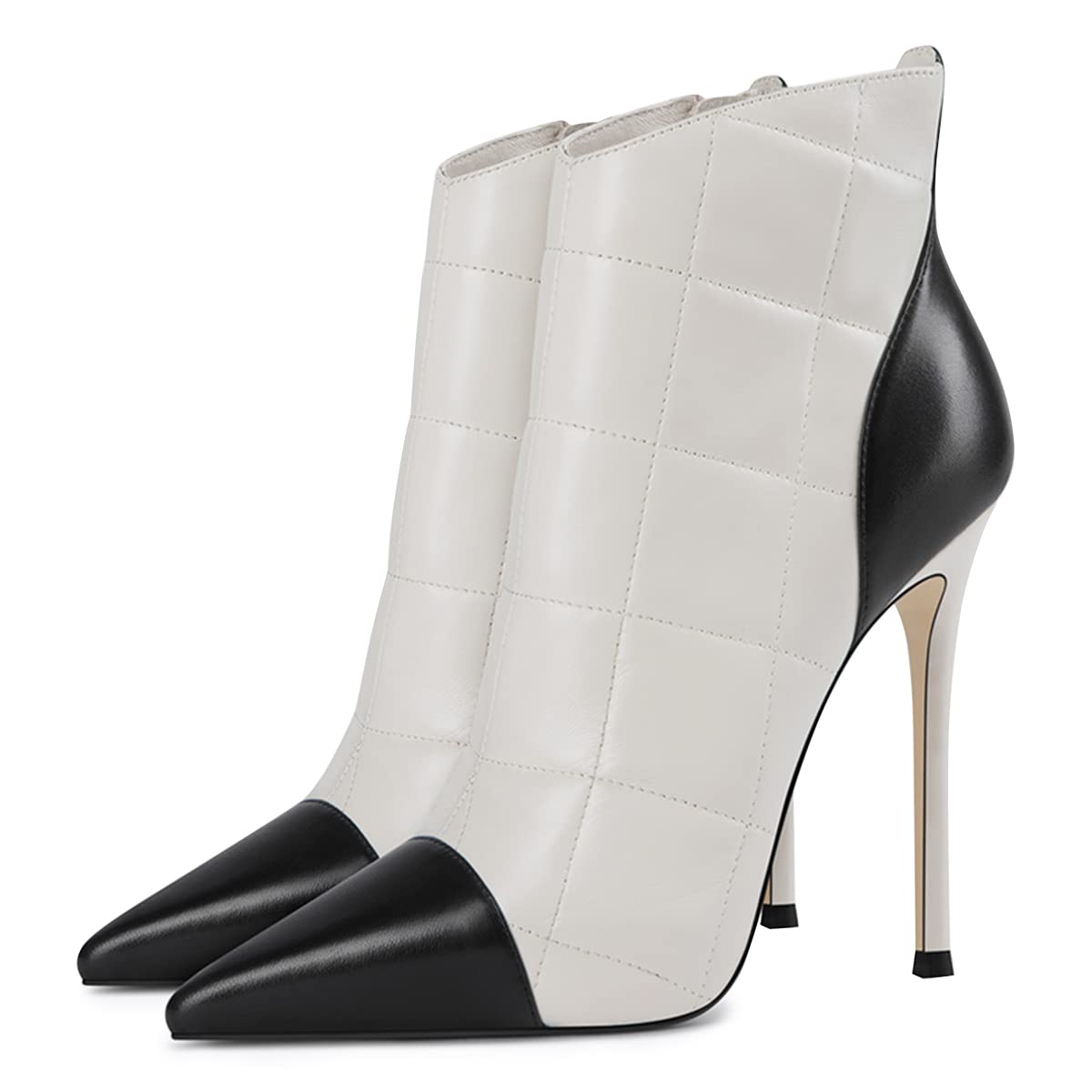 FSJ Women's Pointed Toe Stiletto High Heel Ankle Boots with Side Zipper - Dressy Party Shoes & Casual Walking Boots for Women (US Size 4-15) - Perfect for Night Out, Office Wear & Date Nights