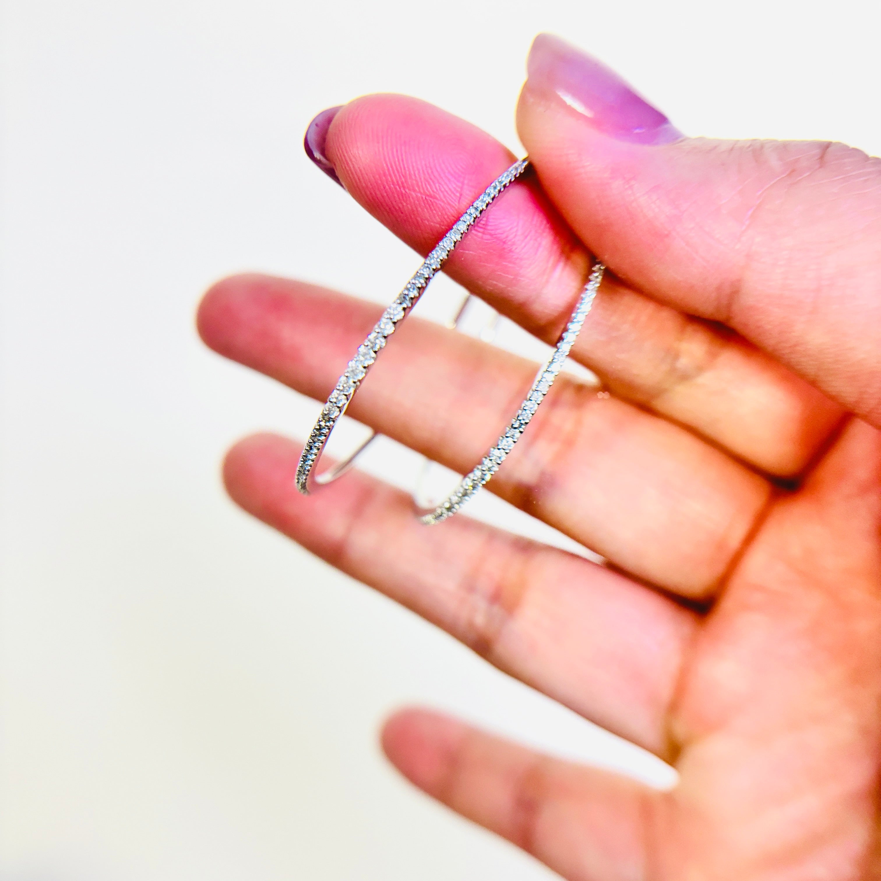 10K White Gold Diamond Hoop Earrings for Women - 0.55ctw Round Cut Stud Earrings - Perfect for Weddings, Parties & Everyday Wear