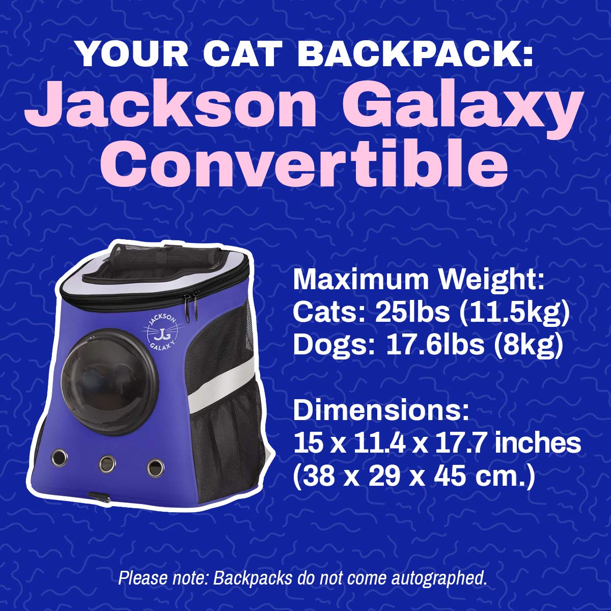 **Jackson Galaxy Airline Approved Cat Backpack Carrier - Space Capsule Bubble for Small Cats & Kittens - Premium Pet Carrier for Travel, Hiking & Outdoor Adventures - Perfect for Vet Visits, Road Trips & Daily Commutes**