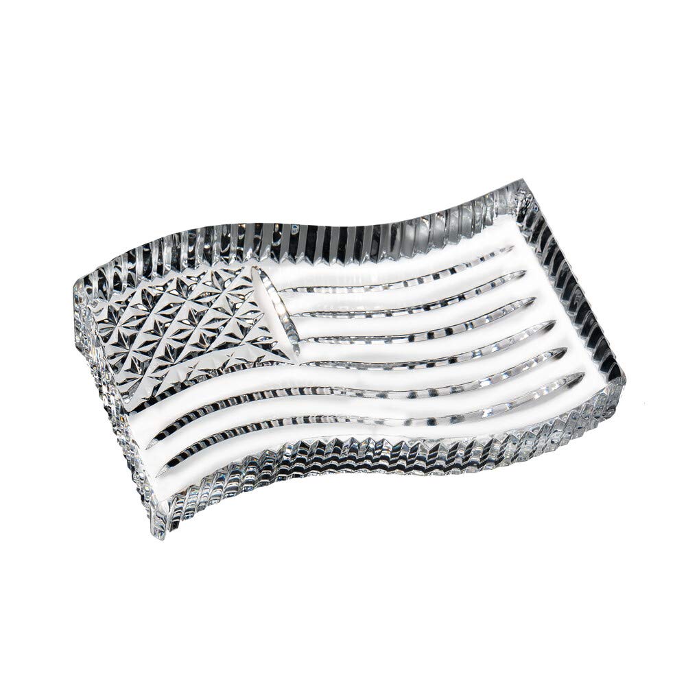 Waterford American Flag Paperweight - 4.5 Inch Clear Glass Patriotic Desk Decor for Office, Home & Gifts | Perfect for Independence Day, Memorial Day & Veterans Day Celebrations