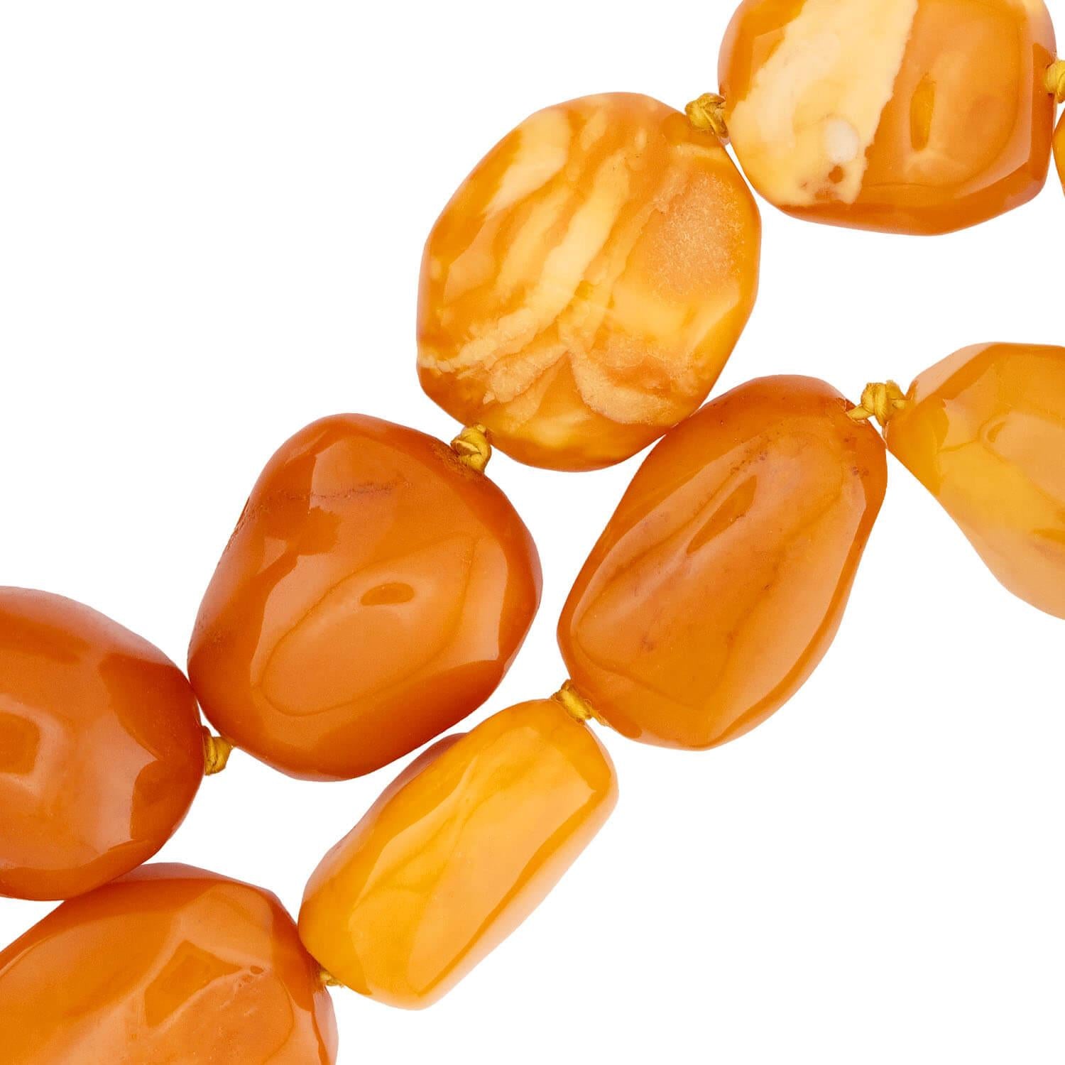 Vintage 14k Gold Baltic Butterscotch Bead Necklace - 26 Inch Elegant Amber Jewelry for Women, Perfect for Boho Chic Outfits & Special Occasions