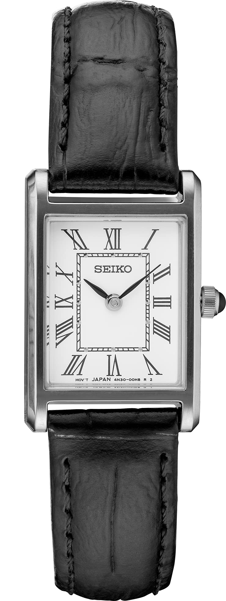 SEIKO Women's Essentials Watch - Water Resistant Stainless Steel Rectangular Case & Genuine Leather Strap - Elegant Dress Watch for Office, Business & Formal Occasions