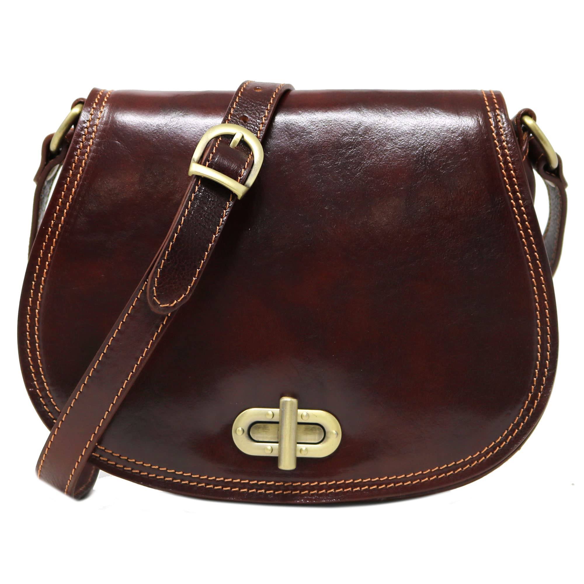 Floto Firenze Women's Saddle Bag - Vintage Leather Crossbody Shoulder Handbag Purse for Everyday Use, Travel & Date Night