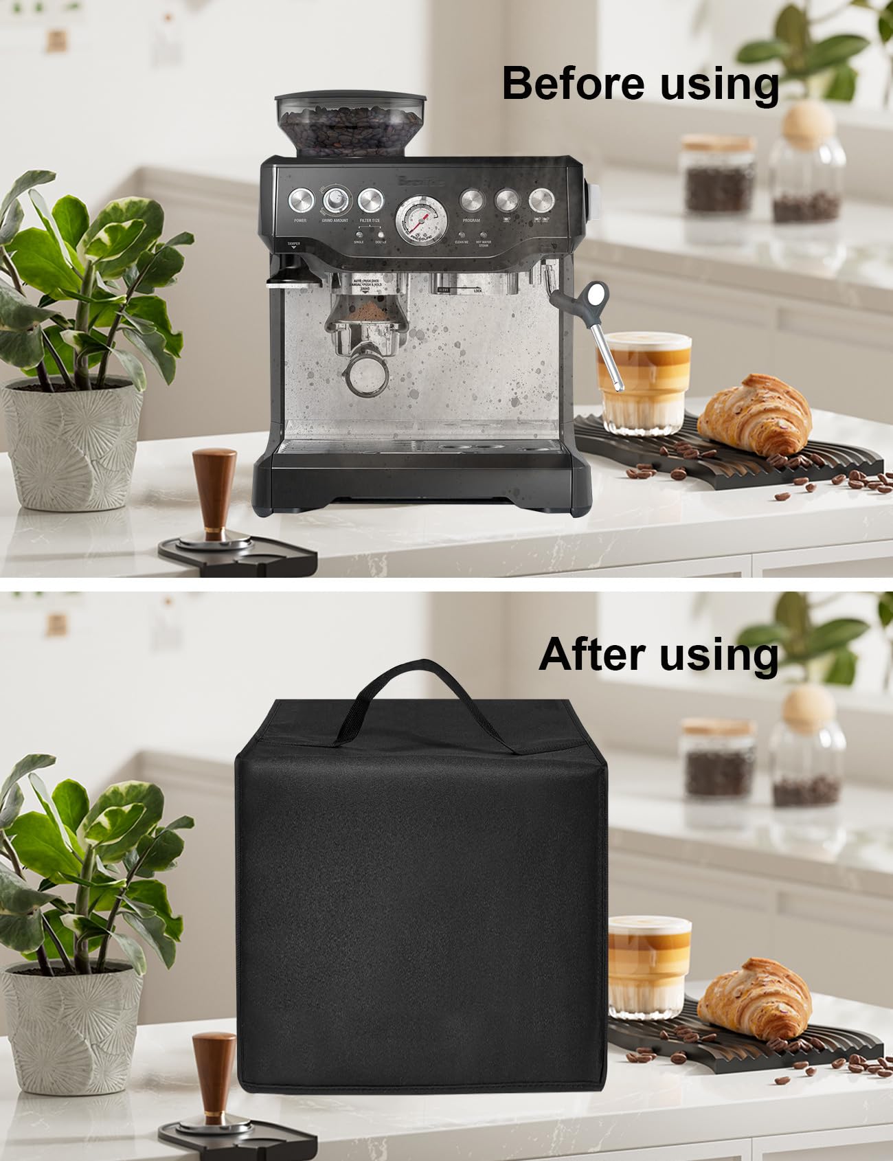 Premium Heat-Resistant Waterproof Espresso Machine Cover - Compatible with Breville BES870XL, BES880BSS, BES876BSS | Heavy Duty Stainless Steel Coffee Maker Protection | Perfect for Home & Cafe Use