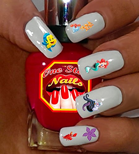 Clear Vinyl Peel and Stick Nail Decals - The Little Mermaid Ariel V1A - Waterproof Nail Stickers for Manicure, DIY Nail Art, Party & Cosplay