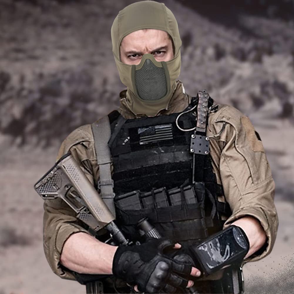 AOUTACC Balaclava Airsoft Mask - Ninja Style Full Face Protection Hood for Airsoft, CS War Games, BB Guns, Hunting & Paintball - Tactical Gear for Outdoor Sports & Military Training