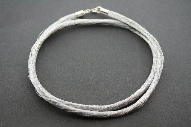 Japanese Silk Strand Necklace - Elegant Grey Beaded Jewelry for Women, Gift for Her, Perfect for Weddings & Special Occasions