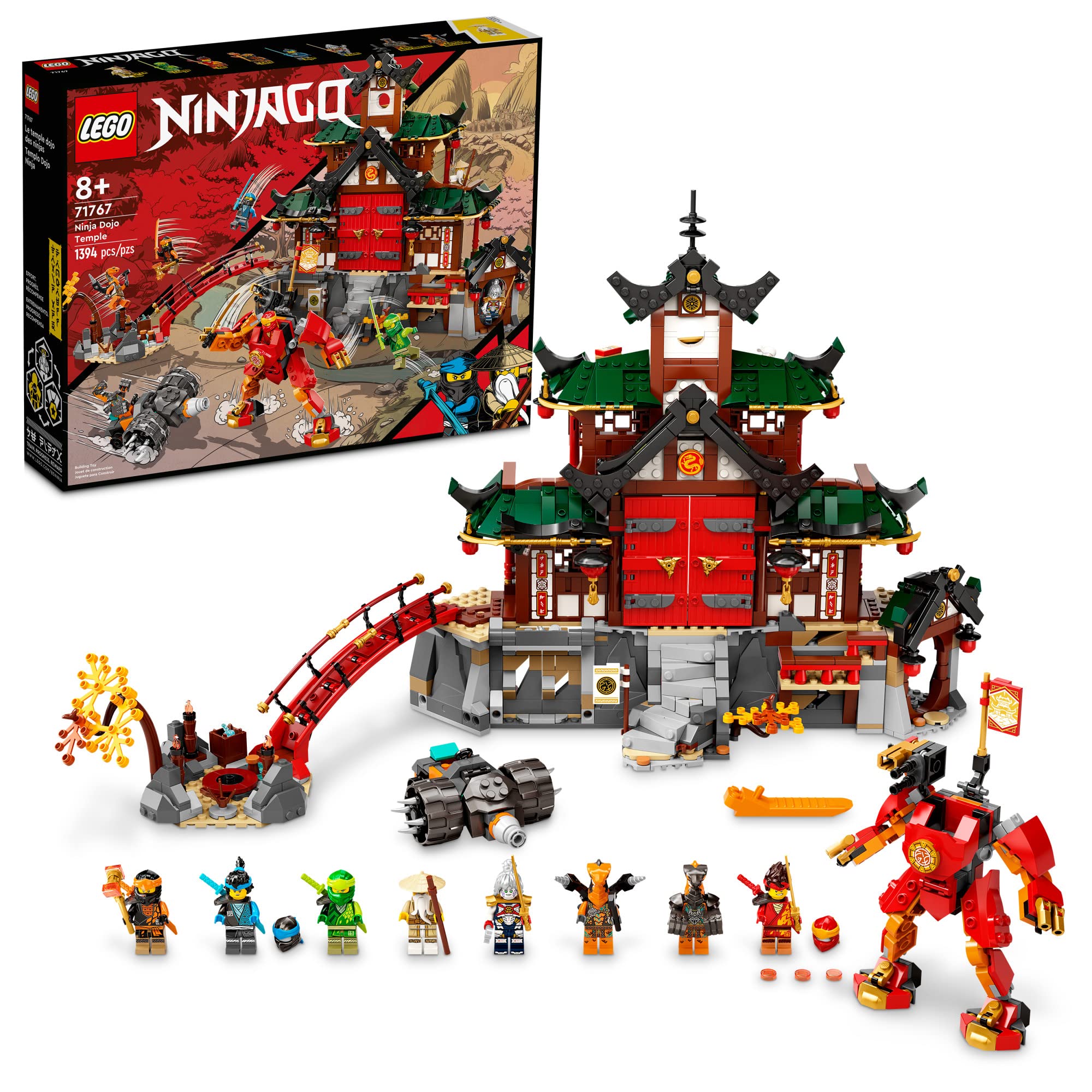 LEGO NINJAGO Ninja Dojo Temple 71767 Building Set - 8 Minifigures & Toy Snake - Spinjitzu Masters Toy for Kids - Collectible Mission Banner Series - Creative Pretend Play & Battle Scenes for Boys & Girls Ages 8+