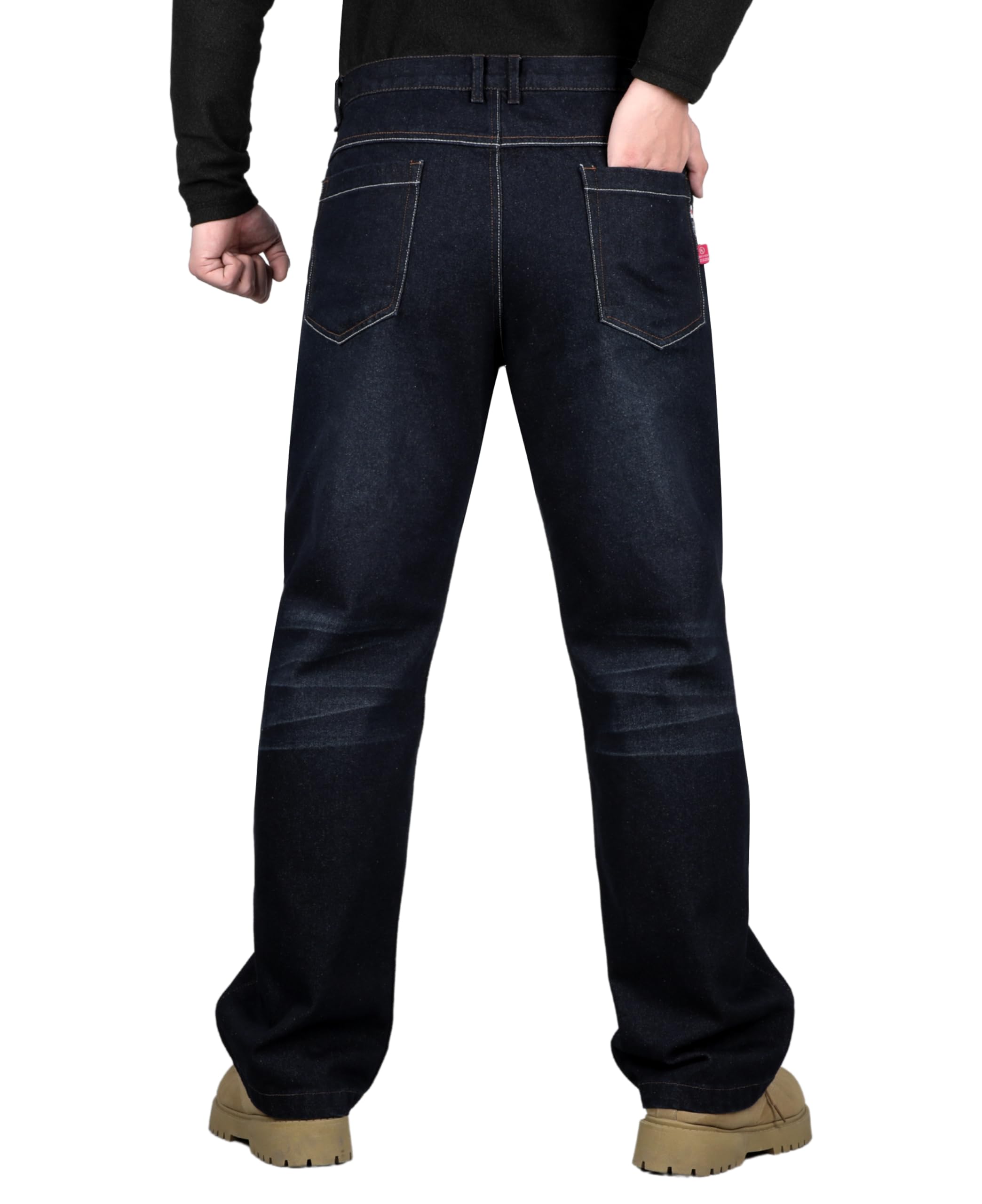 BOCOMAL FR Pants for Men - 14oz Heavy Duty Flame Resistant Work Jeans - Washed Denim for Construction, Welding & Industrial Safety Workwear