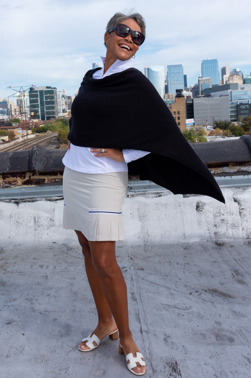 Luxury Black Cotton Cashmere Poncho Shawl Wrap - Soft & Warm Winter Scarf for Women - Perfect for Office, Travel & Outdoor Activities