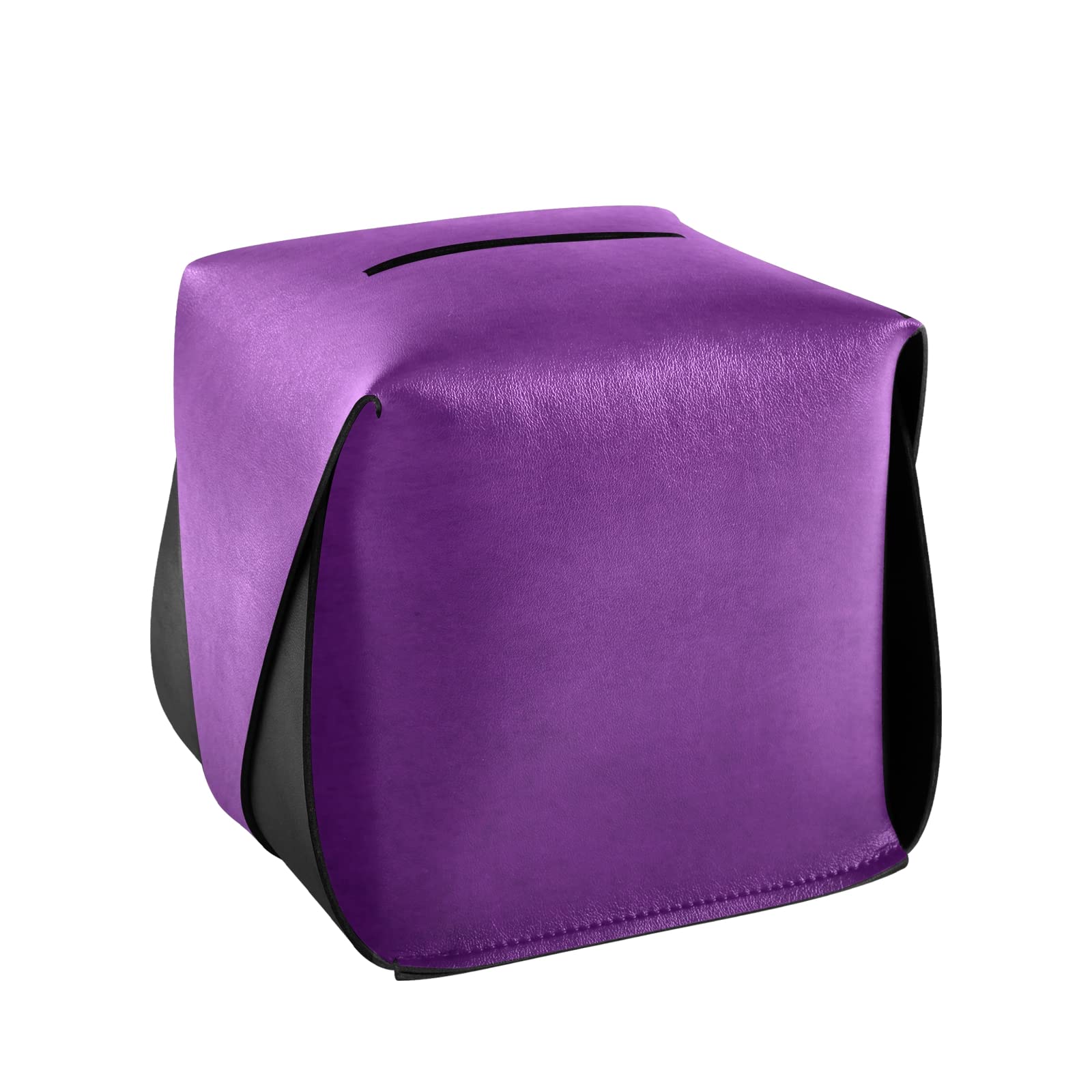 Premium Leather Tissue Box Cover - Elegant Eggplant Purple Square Tissue Holder for Bathroom, Bedroom, Office & Nightstand | Stylish Home Decor & Practical Gift Idea