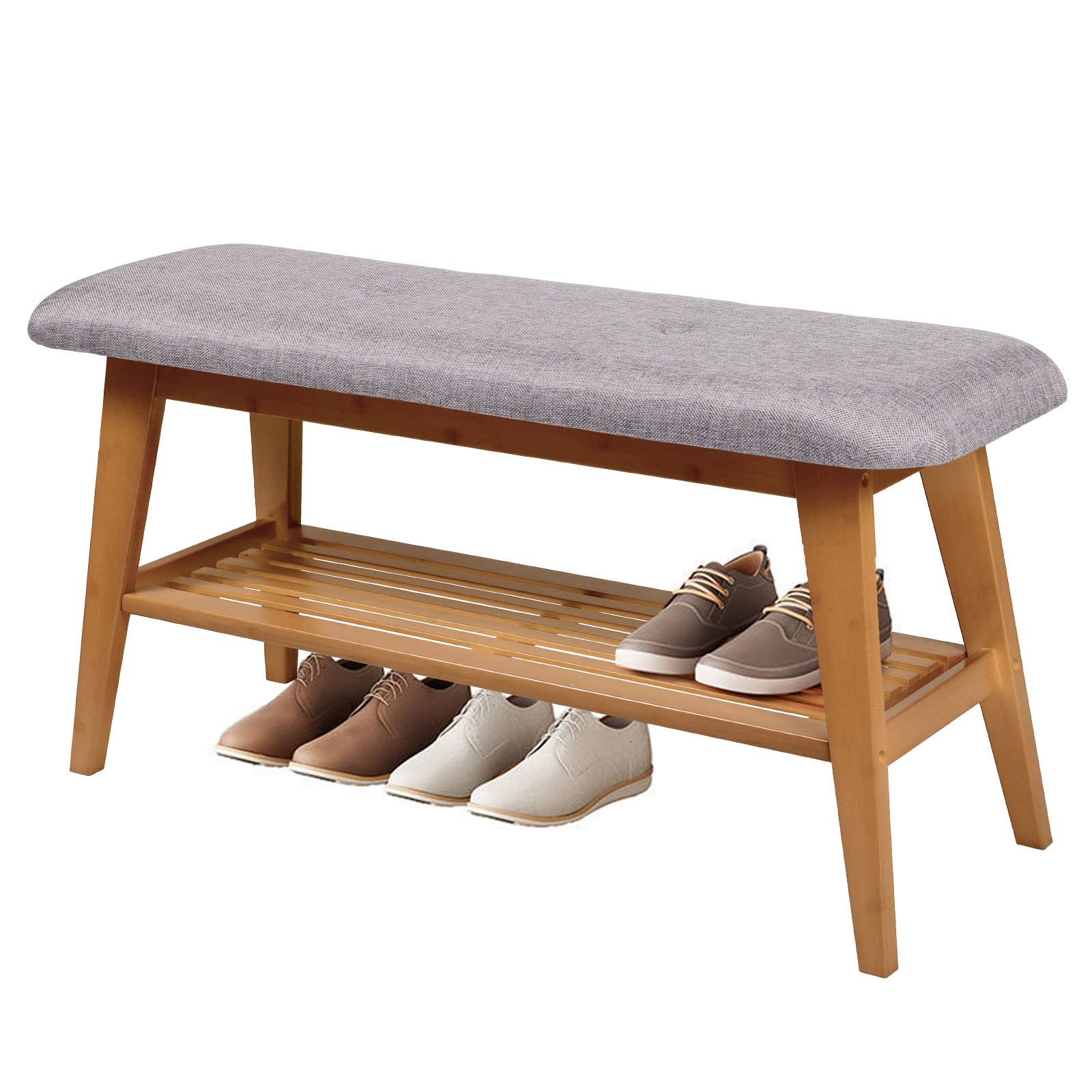 Bekrvio 2-Tier Shoe Storage Bench with Cushion - 35.4