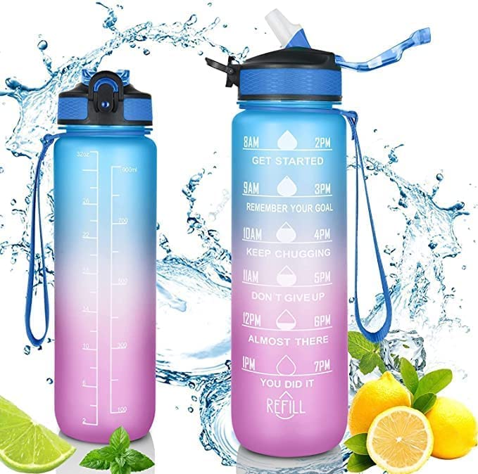 SAYKHUS Unbreakable 1 Liter Silicone Water Bottle with Time Marker - Motivational Hydration for Gym, Hiking & Daily Use - BPA Free & Leak Proof