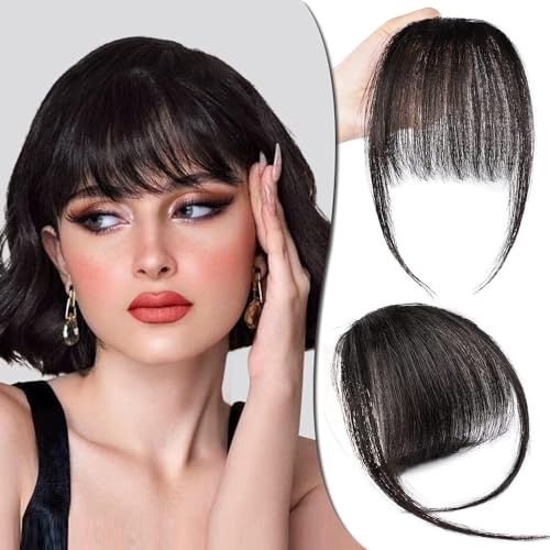 Clip-On Front Bangs Hair Extensions for Women - Natural Color Human Hair Fringe Extensions for Instant Volume & Style (Perfect for Parties, Cosplay & Everyday Wear)