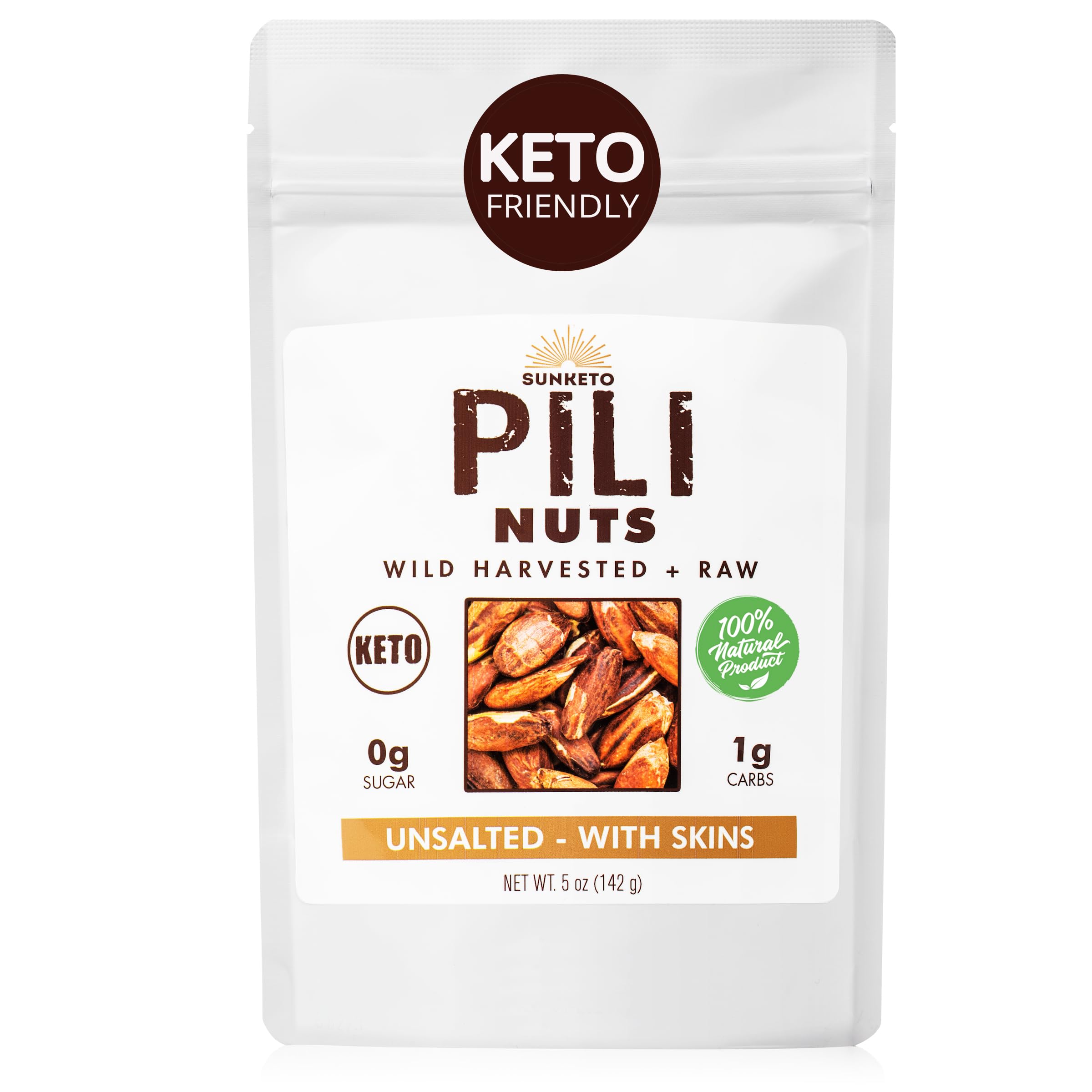 Organic Pili Nuts - Keto, Paleo, Vegan, Low Carb, Sugar Free, Gluten Free Snacks - Healthy Fat Source - Unsalted (5oz) - Perfect for Keto Diet, Weight Loss & Healthy Snacking