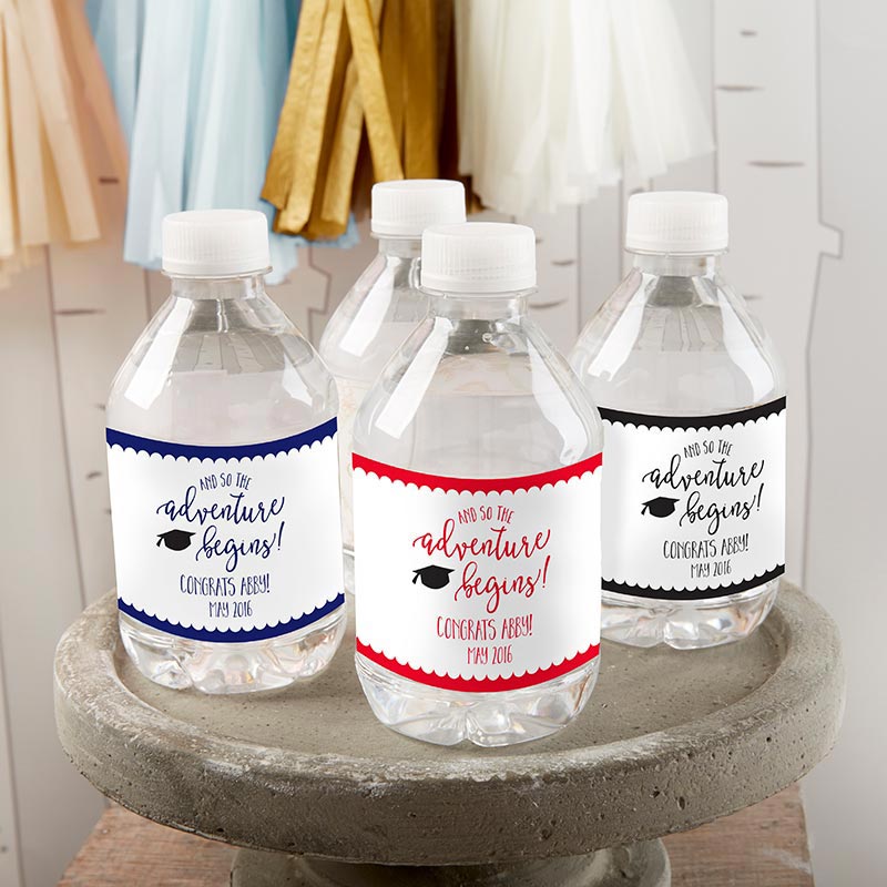 Custom Graduation Water Bottle Labels - Personalized Name & Design for Parties, Gifts & School Events - Perfect for Graduation Celebrations, Class of 2024 & Adventure-Themed Parties