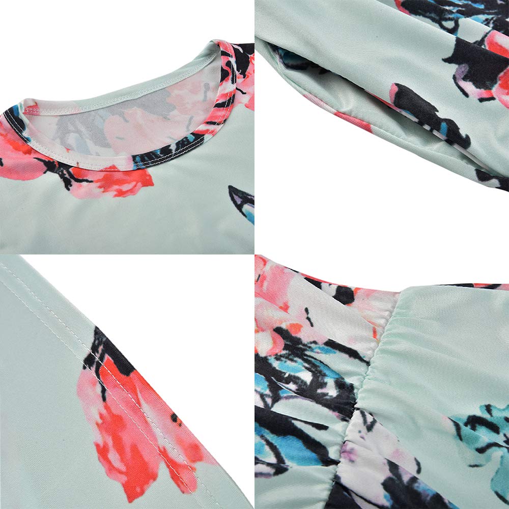 Floral Print 3/4 Sleeve Maxi Dress for Girls - Pleated Swing Long Dress with Pockets | Casual Summer Beach Wear, Vacation Outfit, Holiday Party Dress