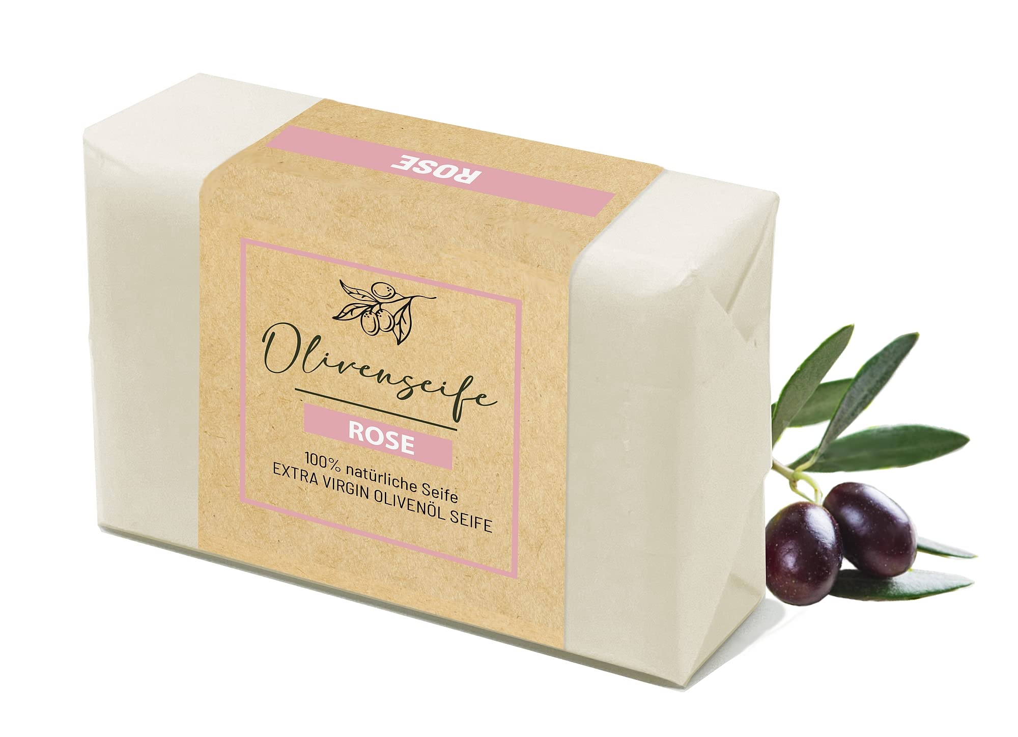 **NELUHA 100% Natural Rose Olive Oil Soap with Almond Oil - Fragrance-Free, Hypoallergenic, Plastic-Free Bar Soap for Sensitive Skin, Hair & Shaving - Gentle Moisturizing Cleanser for Face, Body & Daily Shower Use**