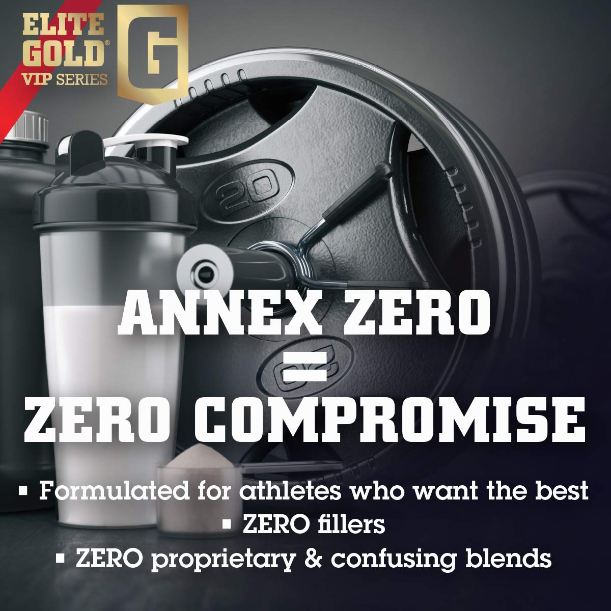 Elite Gold VIP Series Annex Zero Whey Protein Powder with BCAAs Amino Acids - Chocolate & Peanut Butter Flavor (2lb Tub) for Muscle Recovery & Post-Workout Nutrition