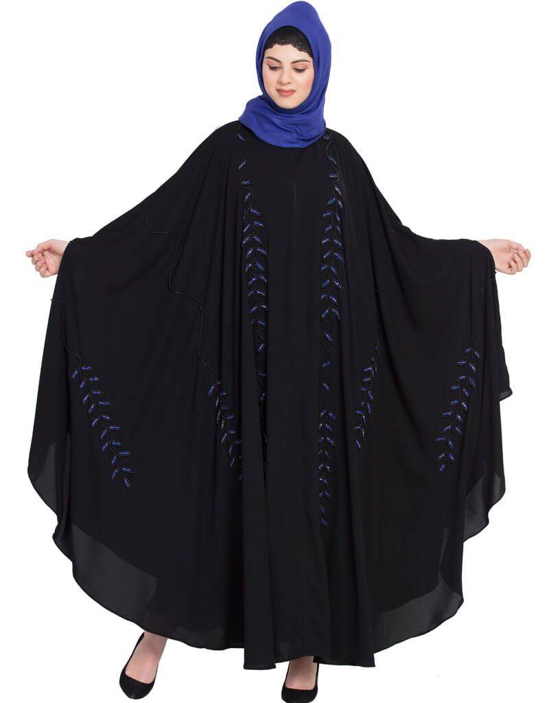 Handmade Iranian Arabic Kaftan - Black & Blue Traditional Embroidered Dress for Women | Perfect for Weddings, Parties & Special Occasions