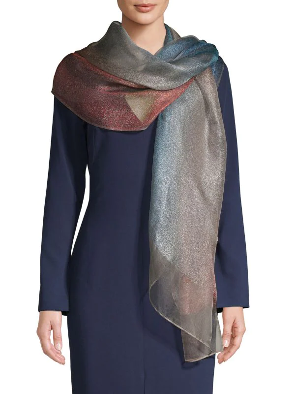 Silk Glitter Ombre Scarf - Elegant Shimmery Fashion Accessory for Women, Perfect for Parties, Weddings & Evening Events