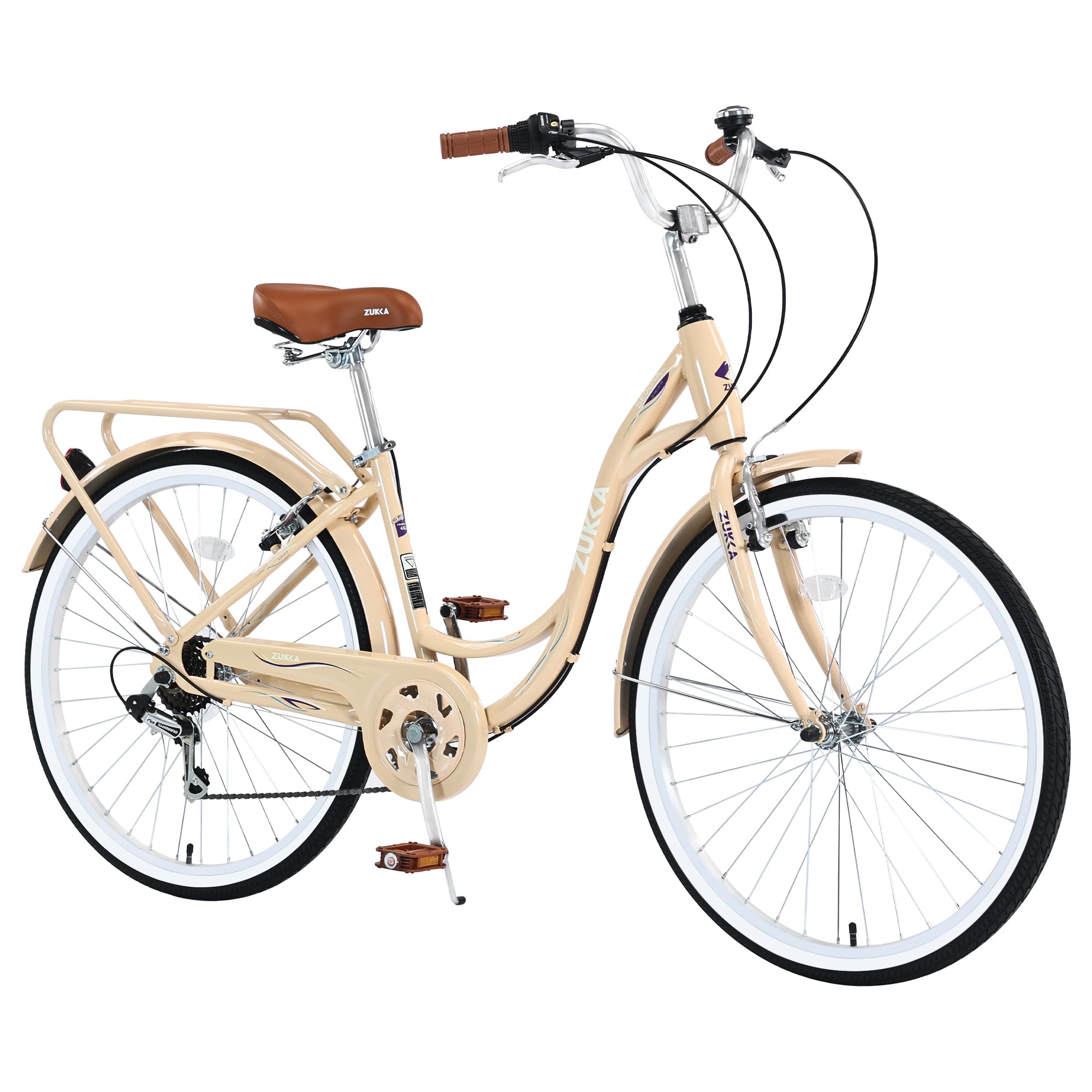 26 Inch Women's Beach Cruiser Bike - 7 Speed Adjustable Seat Commuter Bicycle for Adult Women | Perfect for Coastal Rides, City Commuting & Leisure Cycling