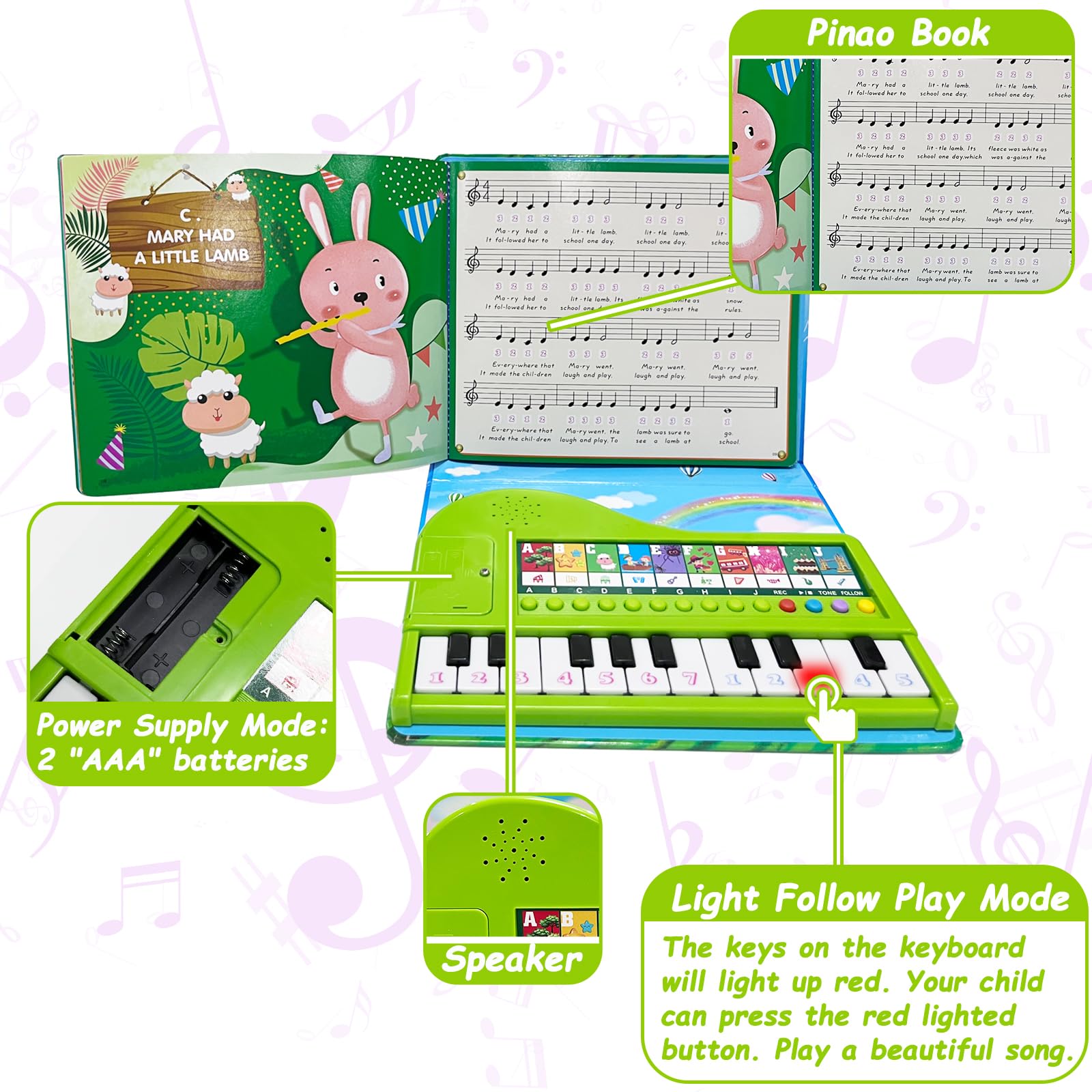 20-Key Kids Piano Book Toy - Educational Musical Keyboard for Toddlers & Children Ages 3-5 | Birthday Gift for Boys & Girls | Perfect for Early Learning, Music Exploration & Playtime Fun