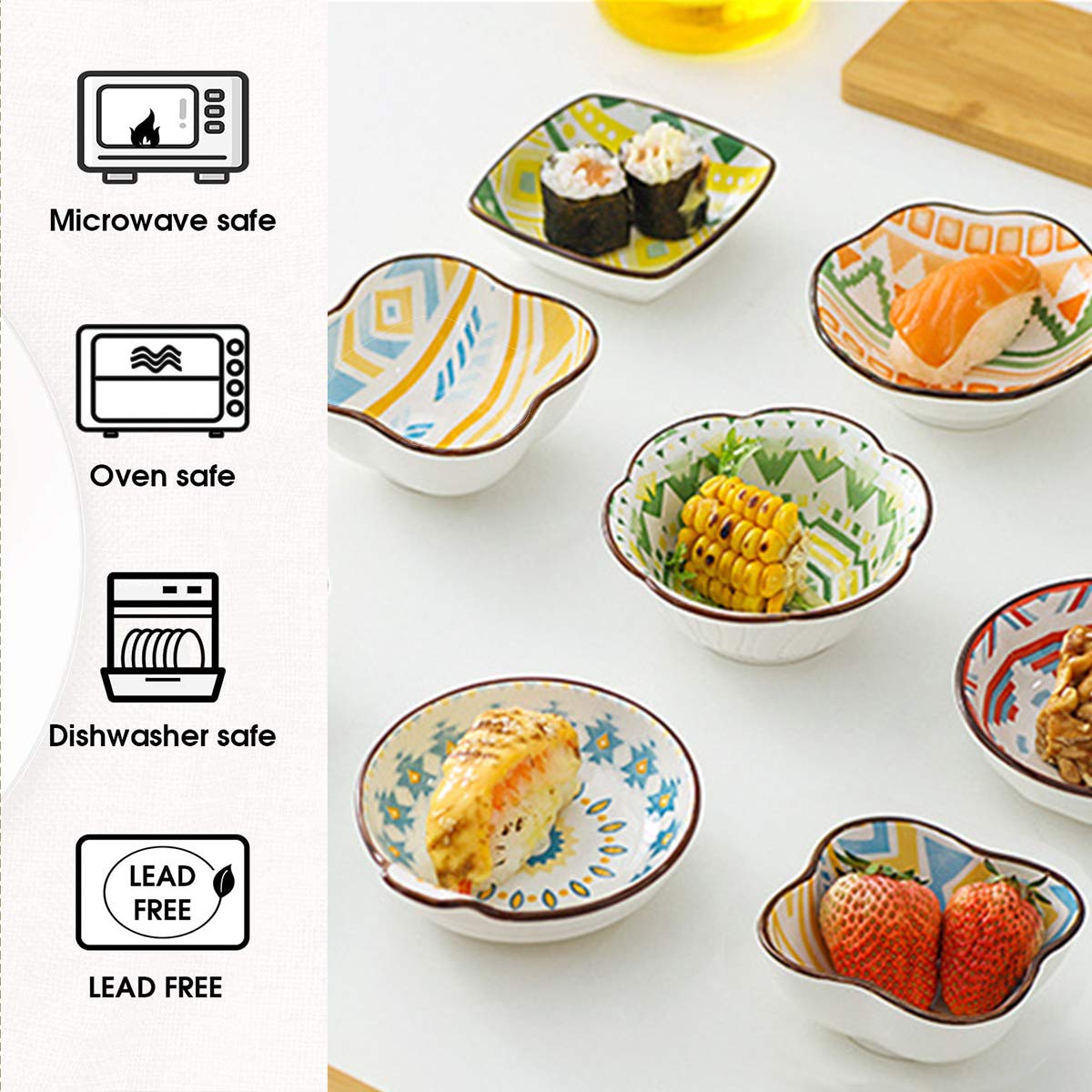 6-Piece Mini Ceramic Bowl Set - 1.2 oz Small Serving Dishes for Charcuterie, Appetizers, Sushi & Soy Sauce | Perfect for Parties, Dining & Home Decor
