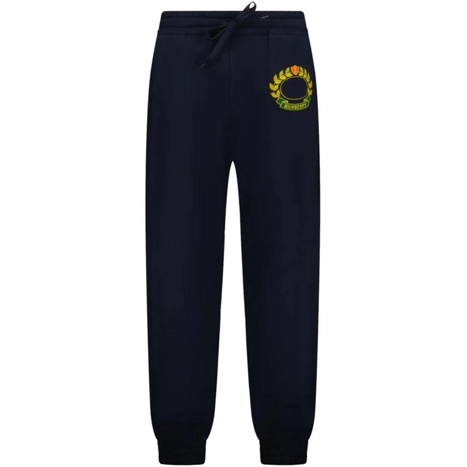 Burberry Navy Logo Embroidered Sweatpants for Men - Premium Cotton Joggers with Signature Branding | Perfect for Casual Wear, Lounge & Street Style Fashion