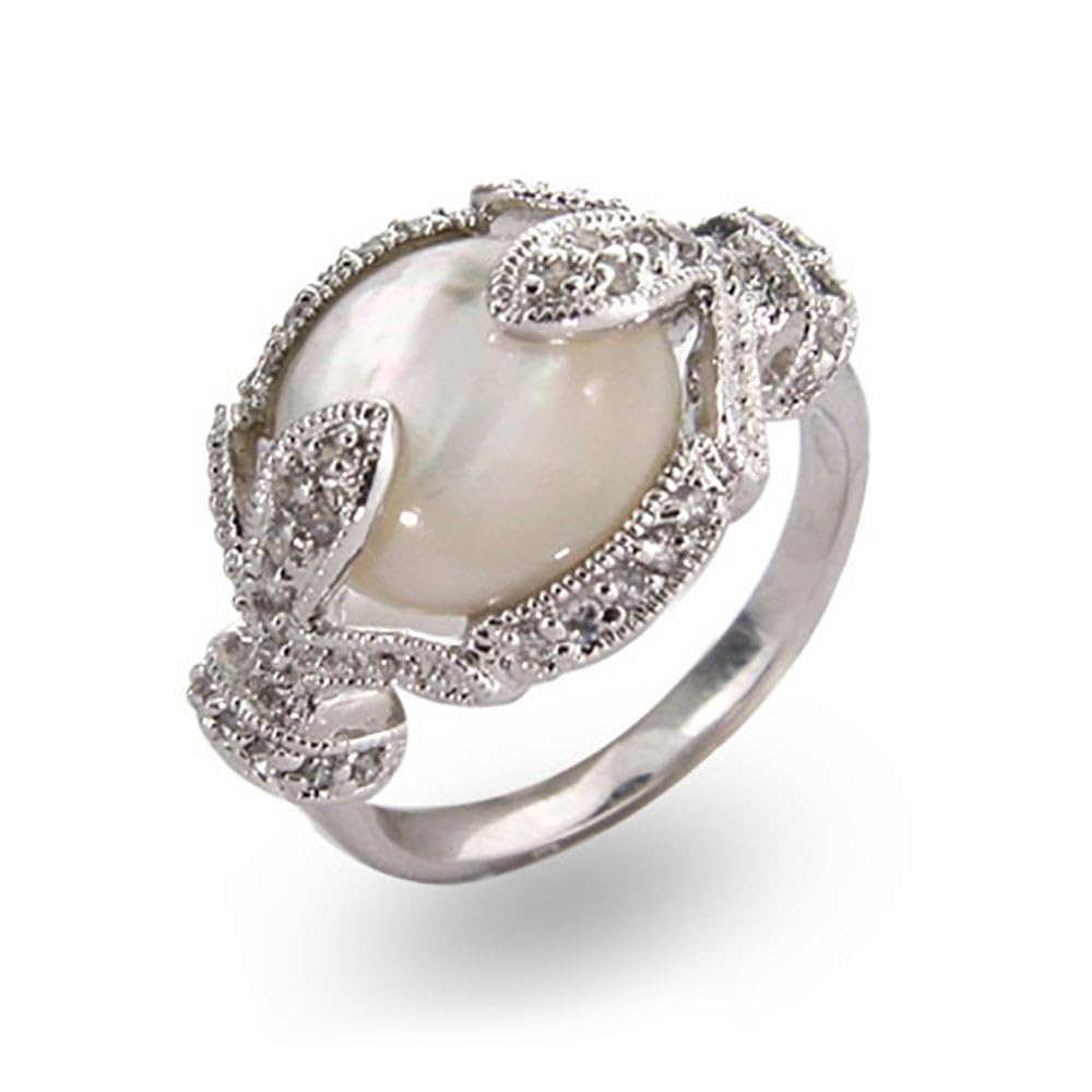 Vintage Sterling Silver Deco Style Iridescent Ring for Women - Elegant Art Deco Jewelry Gift for Mom, Wife, Birthday, Anniversary | Perfect for Parties, Weddings & Special Occasions