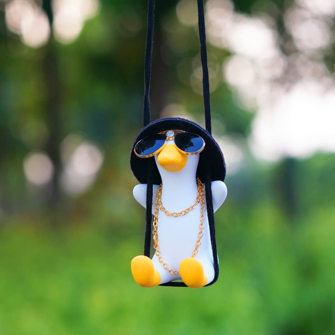 Funny Swinging Duck Car Hanging Ornament - Cute Rear View Mirror Accessories for Cars & Trucks - Cool Gift for Teens, Men & Women - Perfect for Road Trips & Daily Commutes