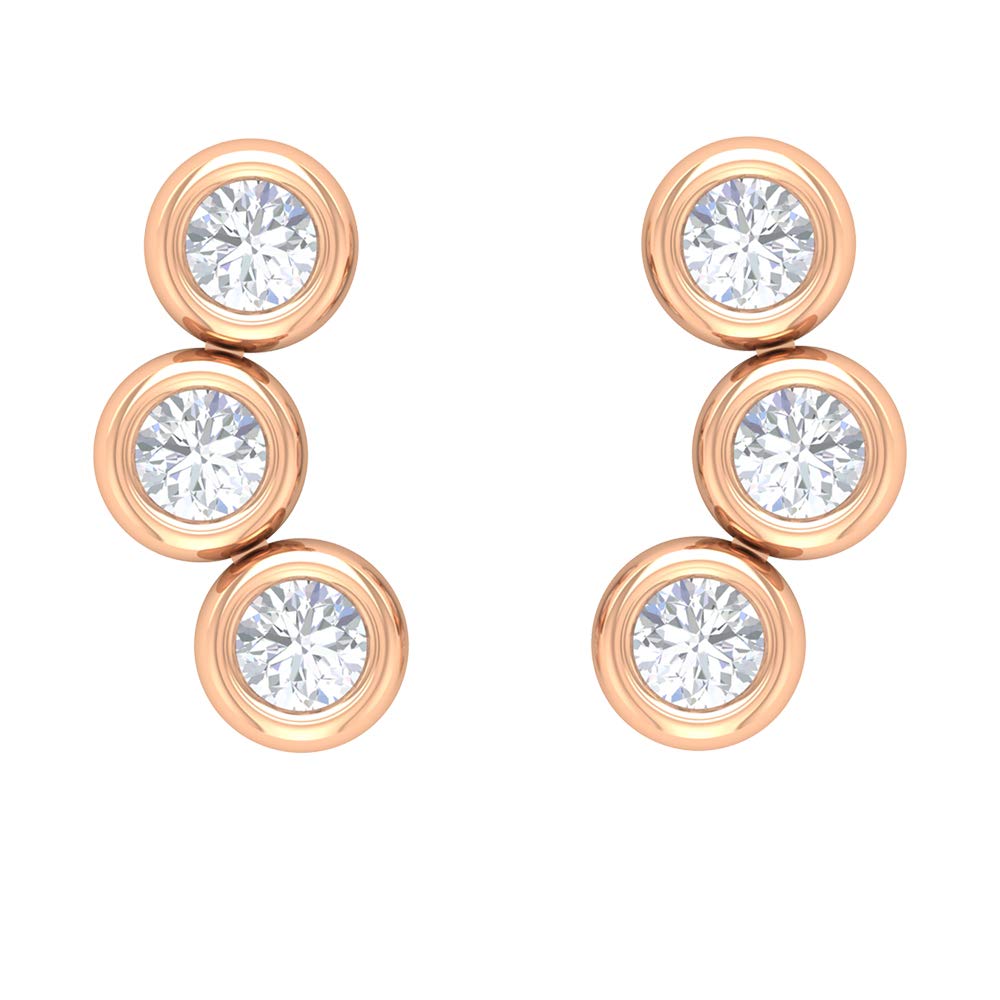1/2 Carat Diamond Climber Earrings - Dainty Cartilage Hoop Earrings in 14K Gold with Screw Back - Perfect for Everyday Wear & Special Occasions